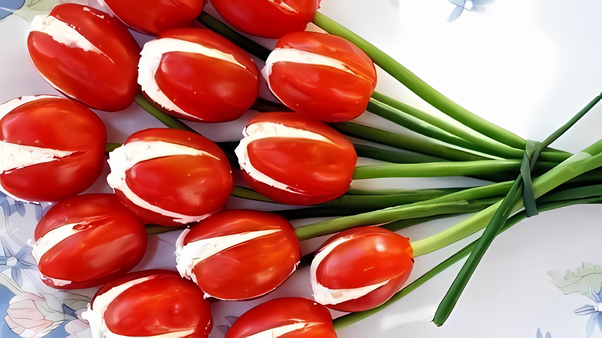Закуска из помидор "Тюльпаны" - это оригинальное и вкусное блюдо, которое можно приготовить на 8 марта 2020 года