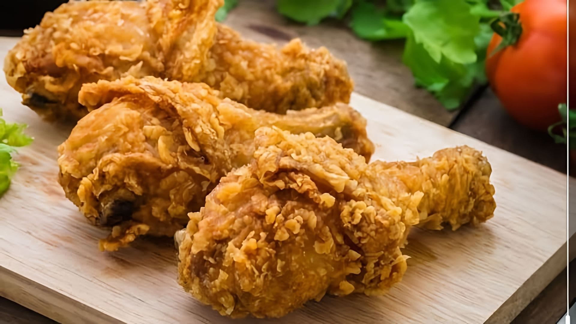 В этом видео демонстрируется процесс приготовления хрустящих куриных голеней, которые получаются лучше, чем в KFC
