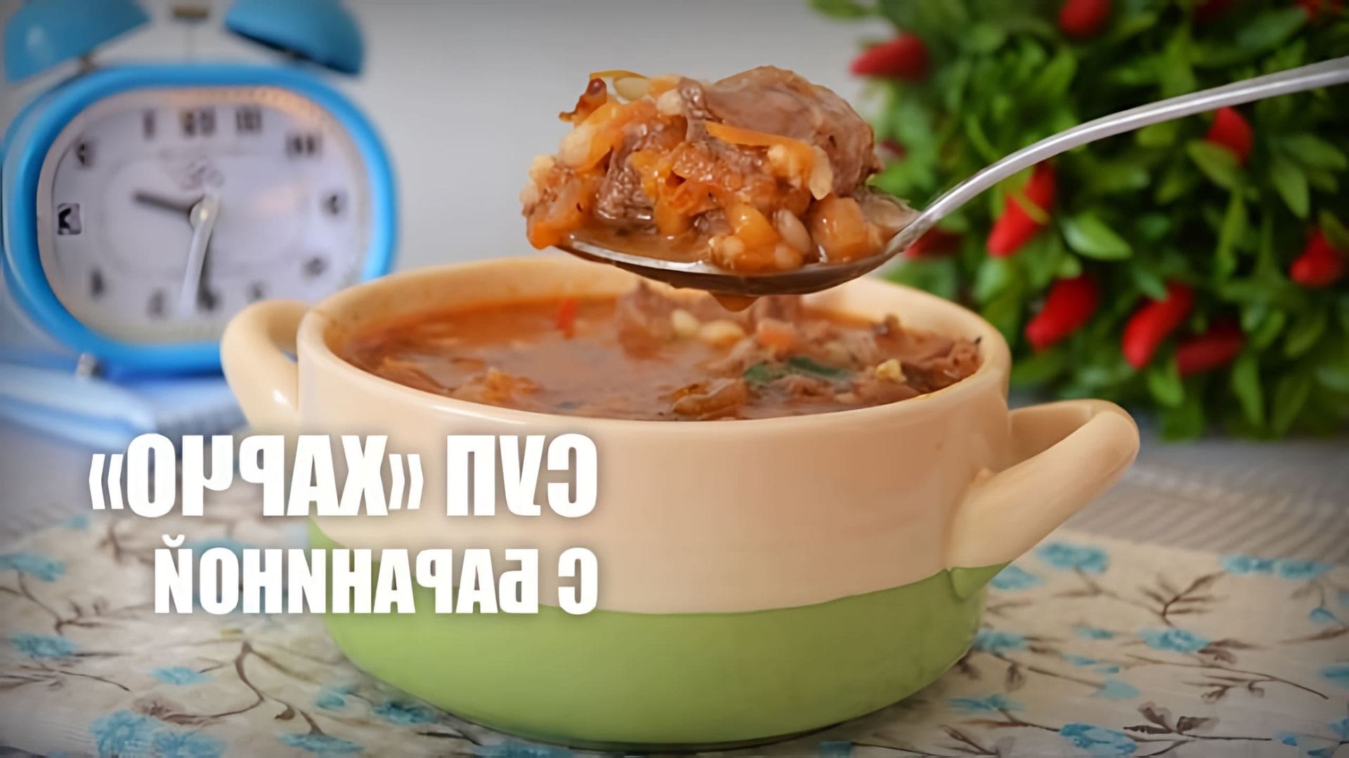 В данном видео представлен рецепт приготовления супа "Харчо" из баранины