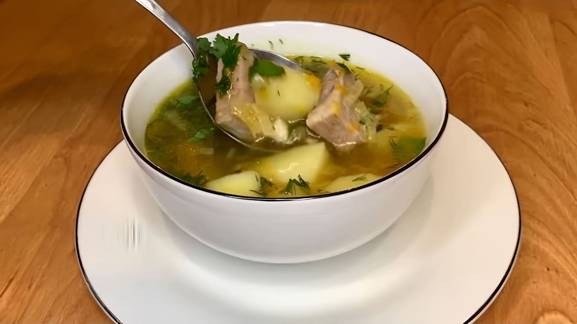 Видео рецепт быстрого и вкусного картофельного супа с свининой