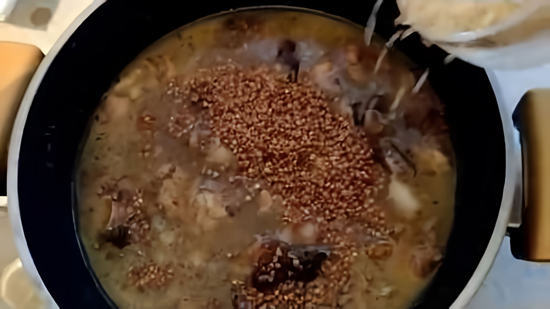В данном видео демонстрируется процесс приготовления каши для собак