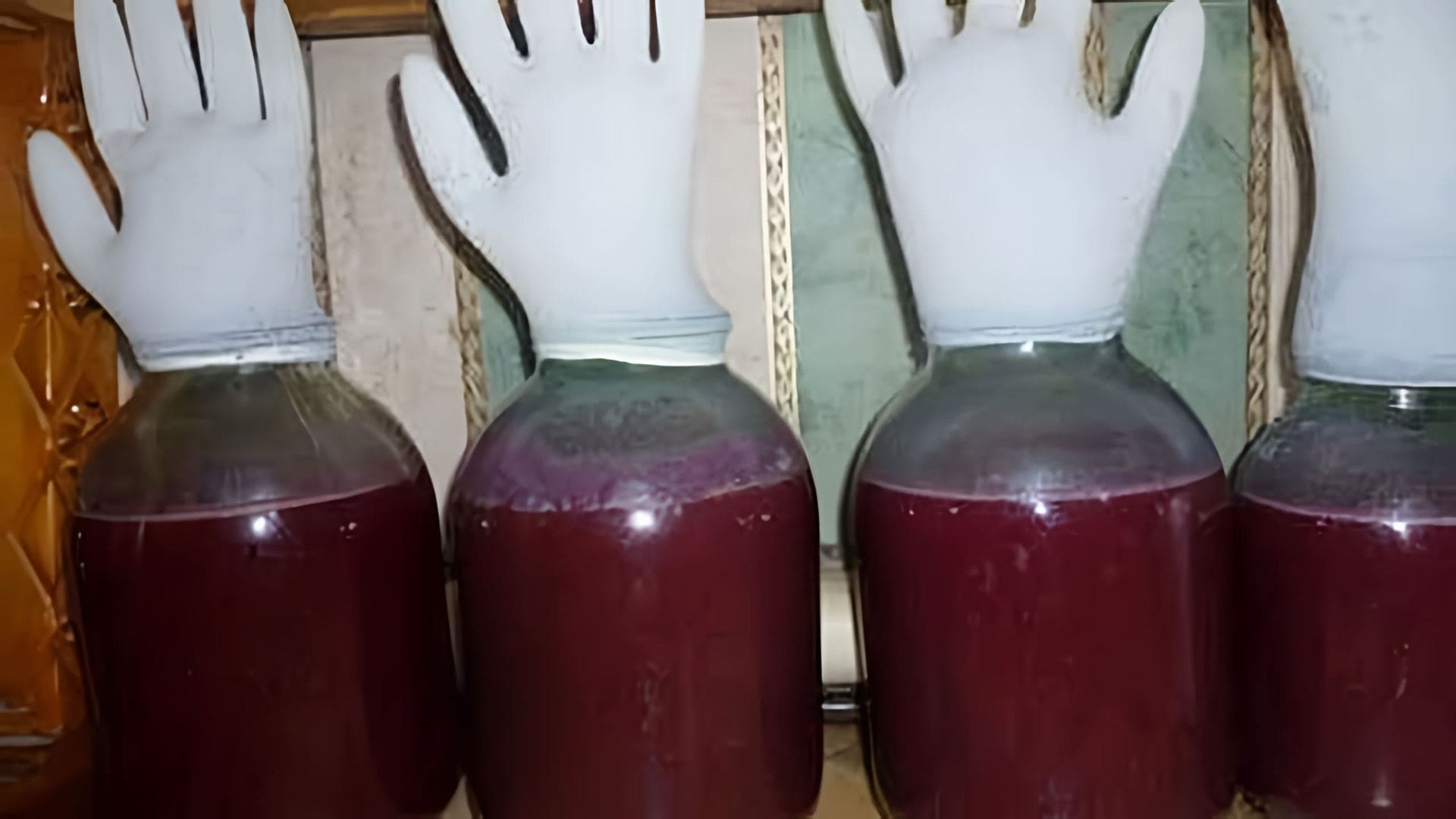 В этом видео демонстрируется простой способ приготовления вина из темного винограда своими руками