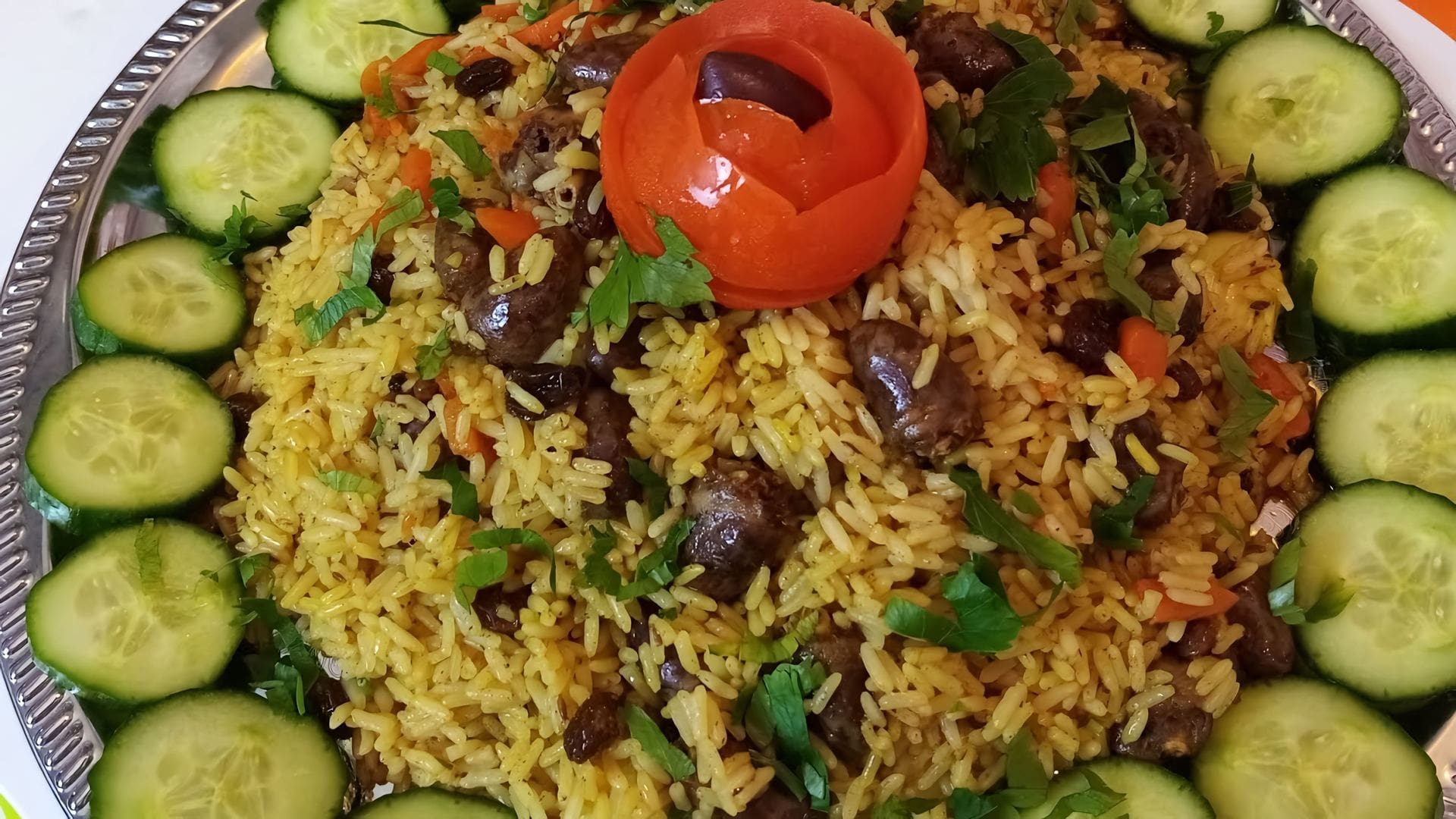 Плов с куриными сердечками