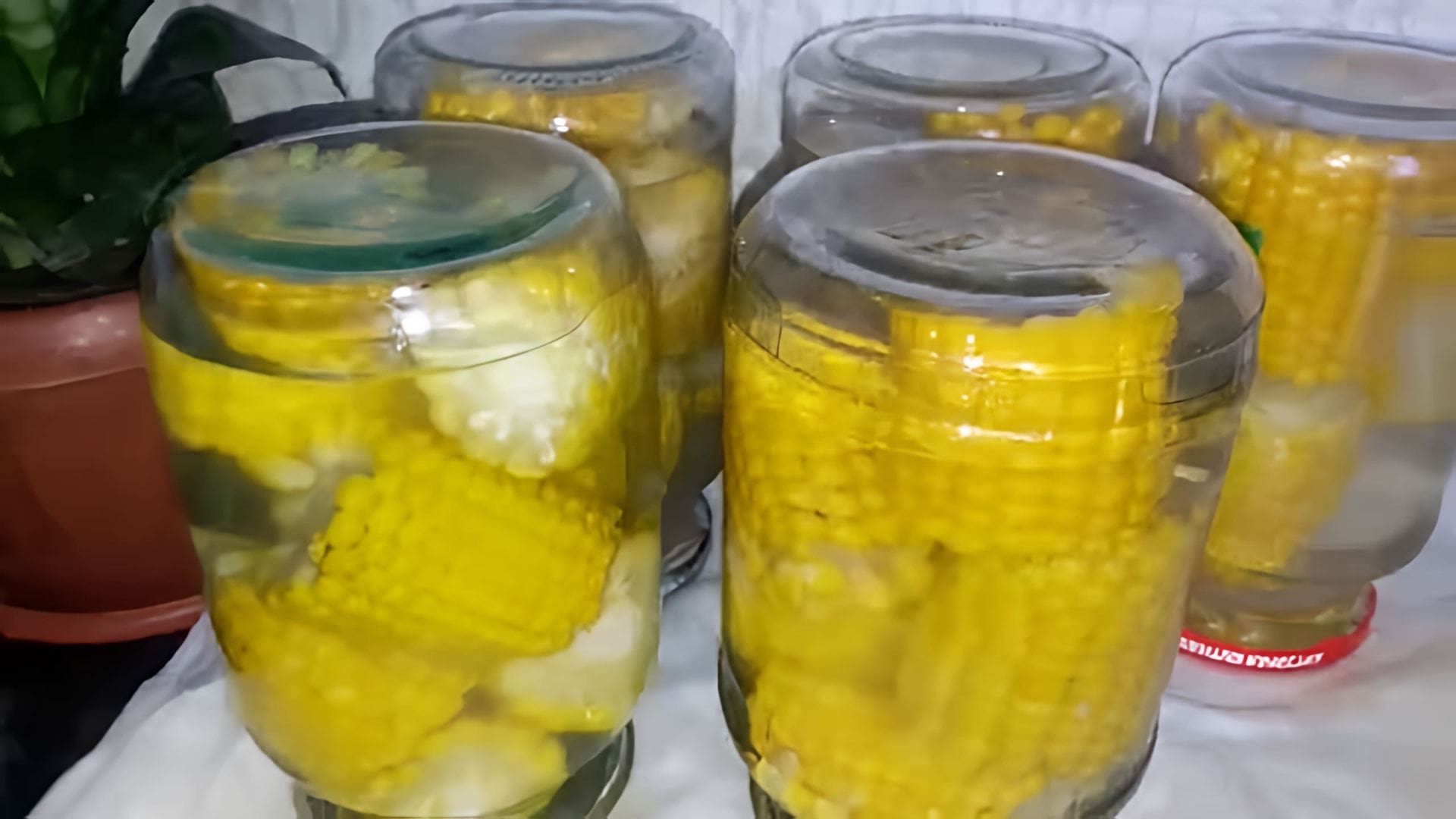 В этом видео демонстрируется процесс приготовления кукурузы на зиму