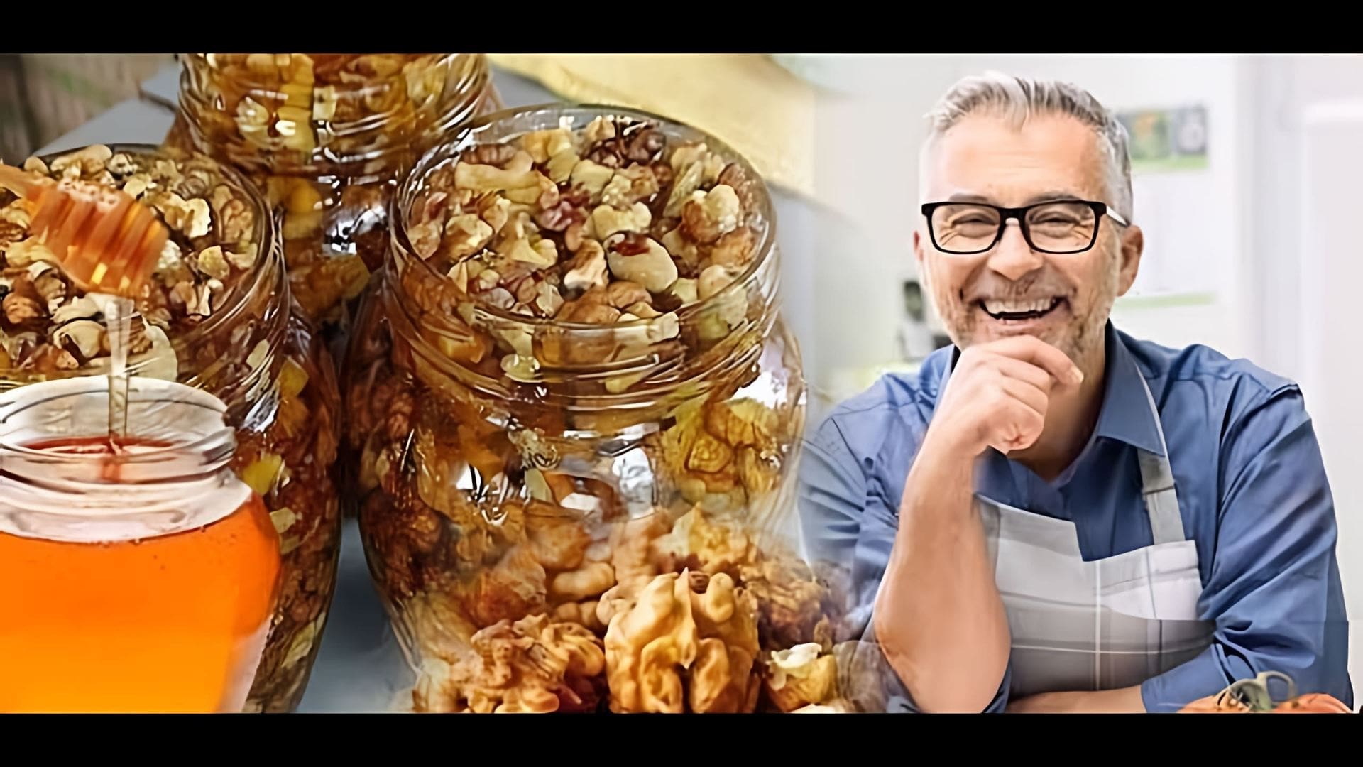 В этом видео рассказывается о рецепте из меда с орехами для мужчин