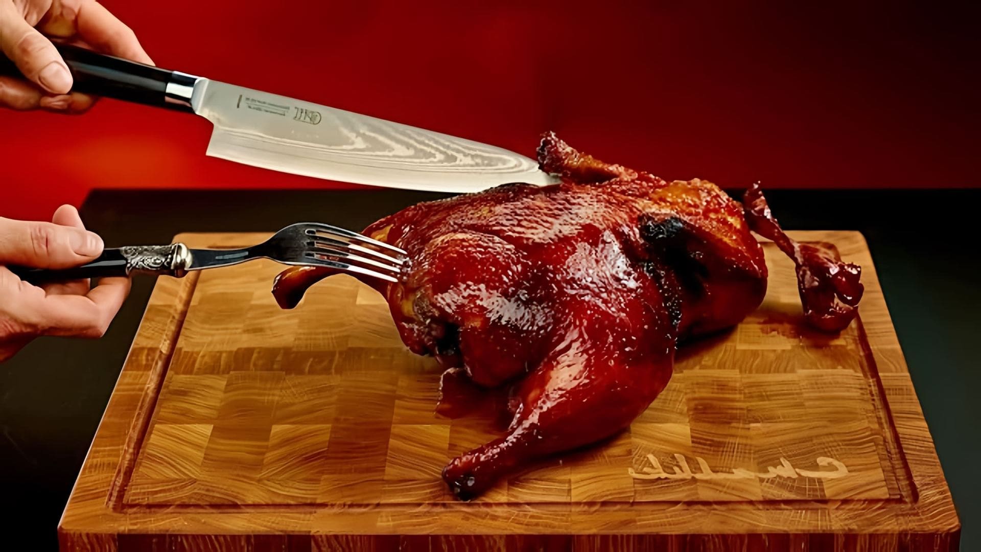 Видео демонстрирует сложный рецепт приготовления утки по-пекински по "имперскому рецепту"