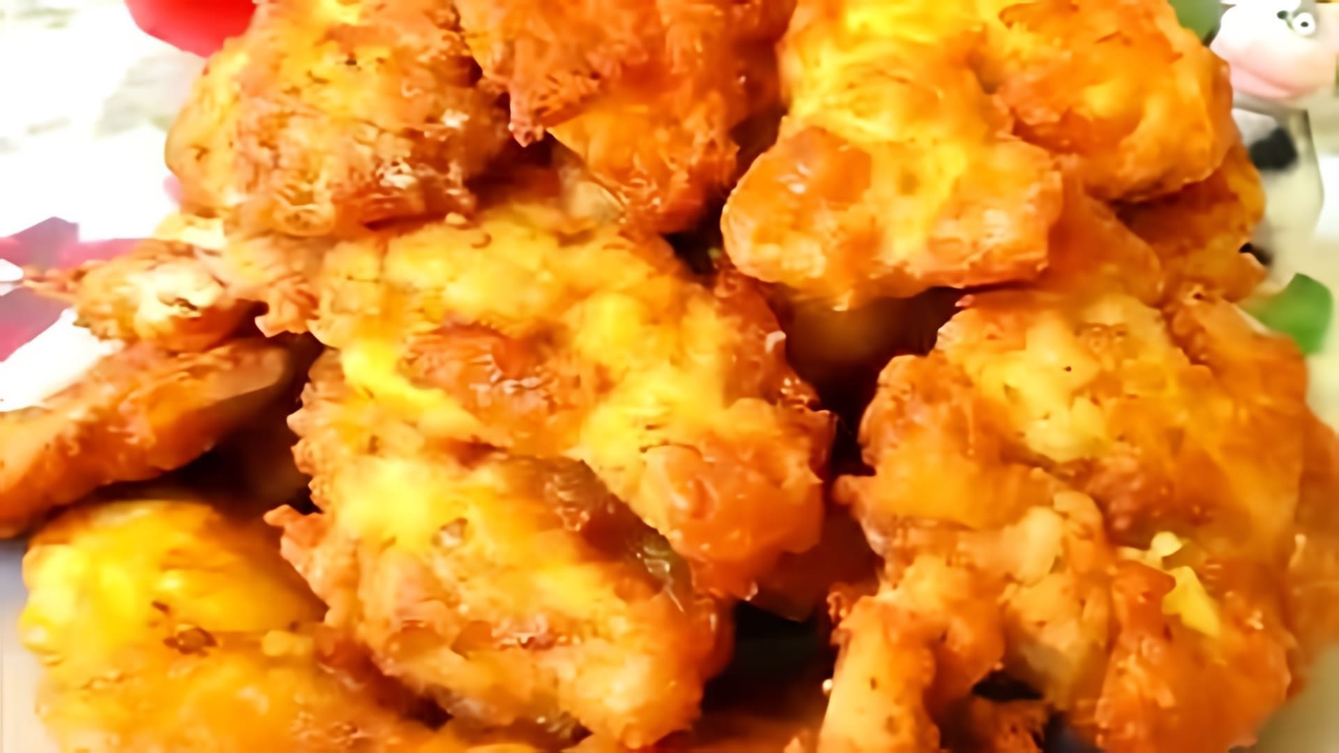 В этом видео демонстрируется рецепт приготовления куриного филе в сырном кляре