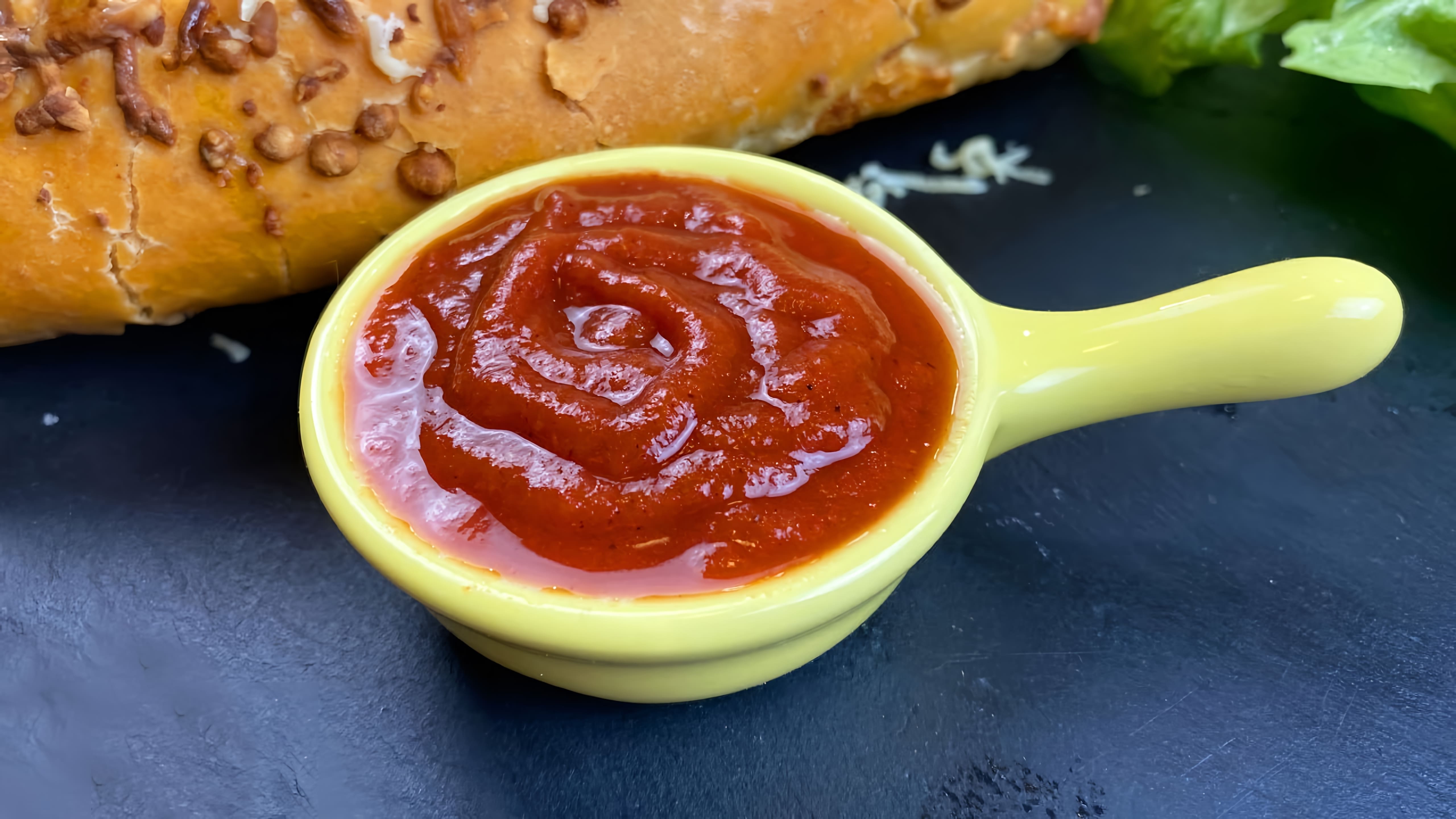 В этом видео демонстрируется процесс приготовления домашнего кетчупа из томатной пасты