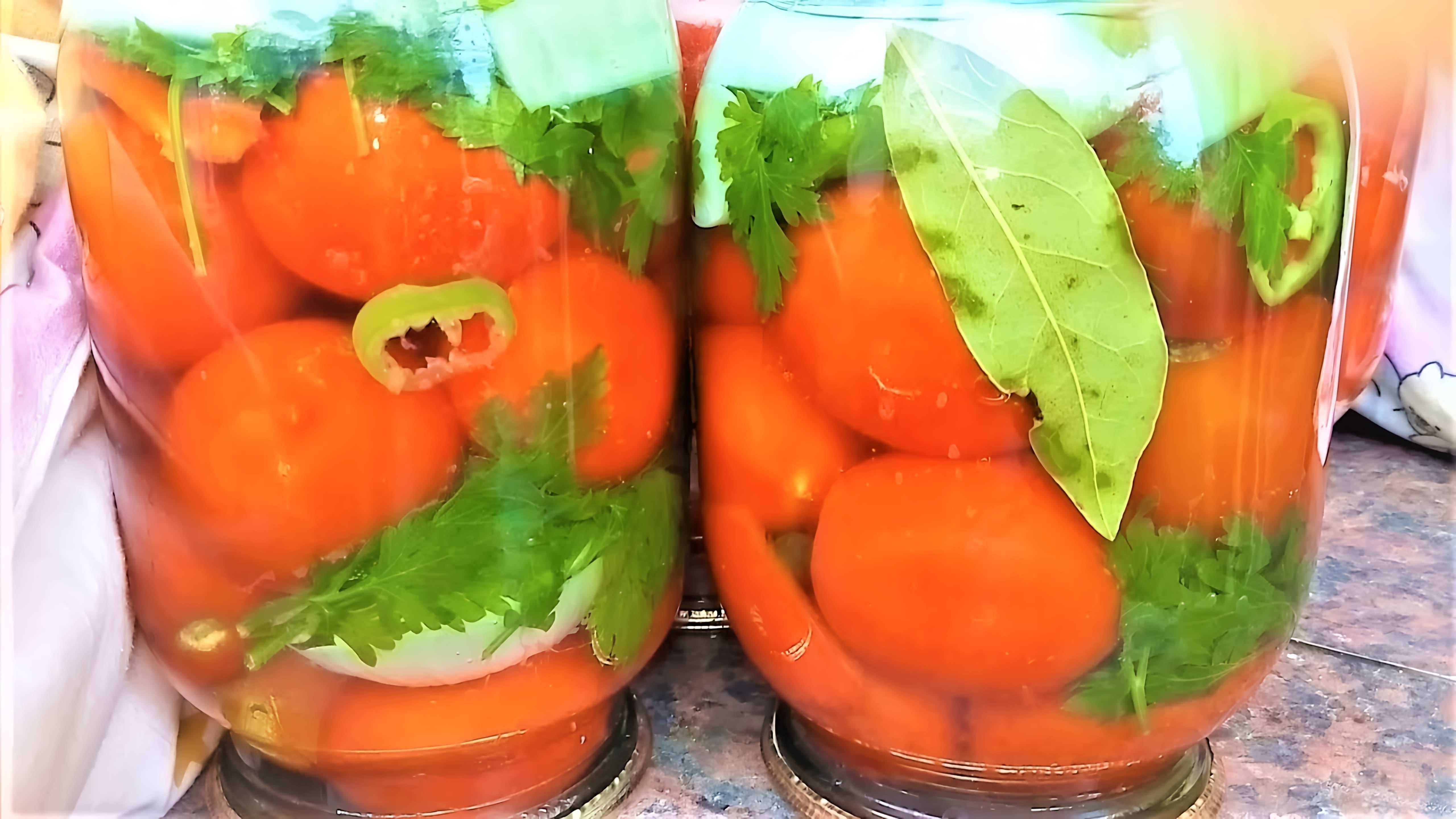 Видео рецепт консервированных помидоров с петрушкой, луком и болгарским перцем