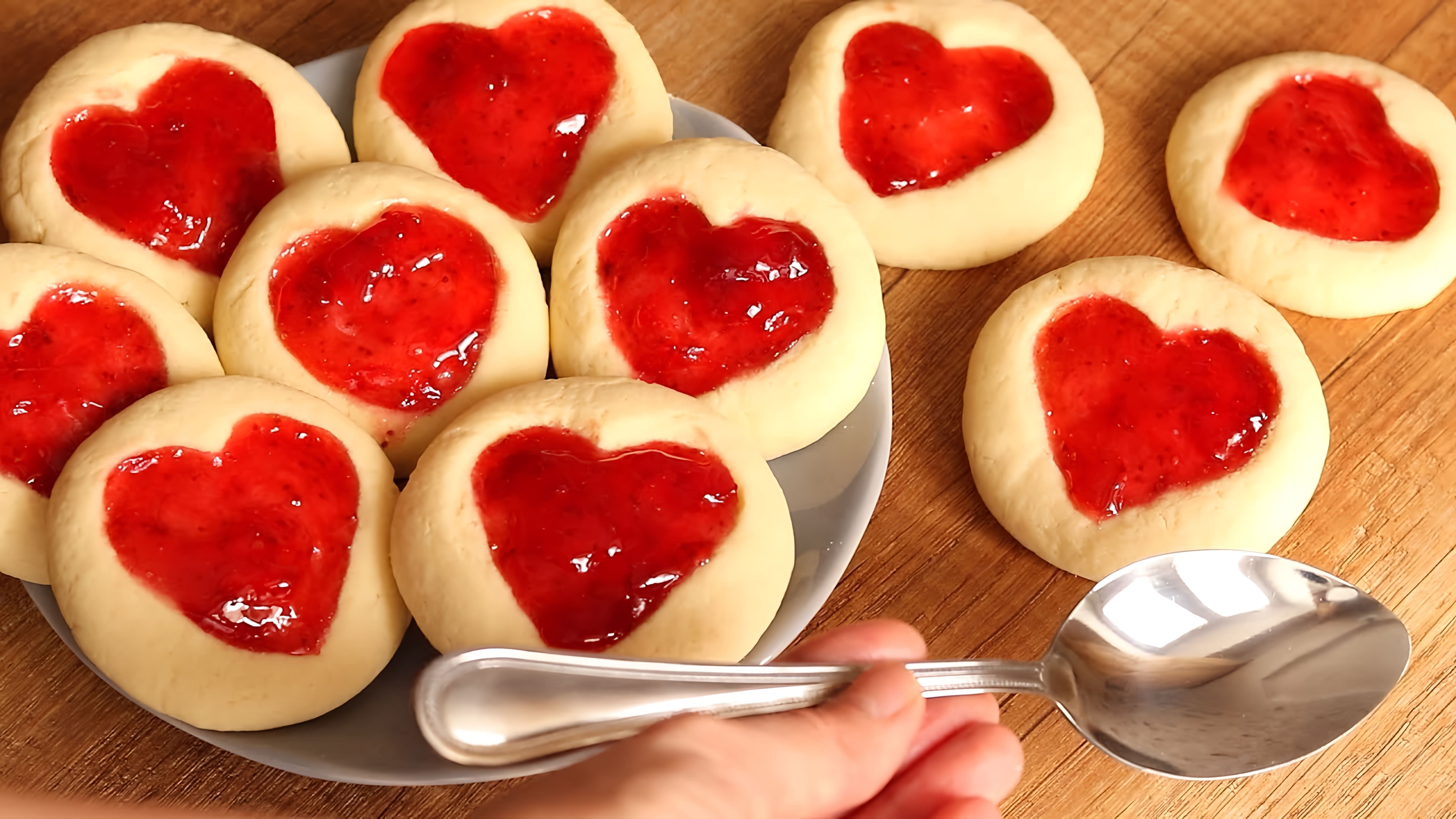 В этом видео демонстрируется рецепт приготовления праздничного печенья в форме сердечек