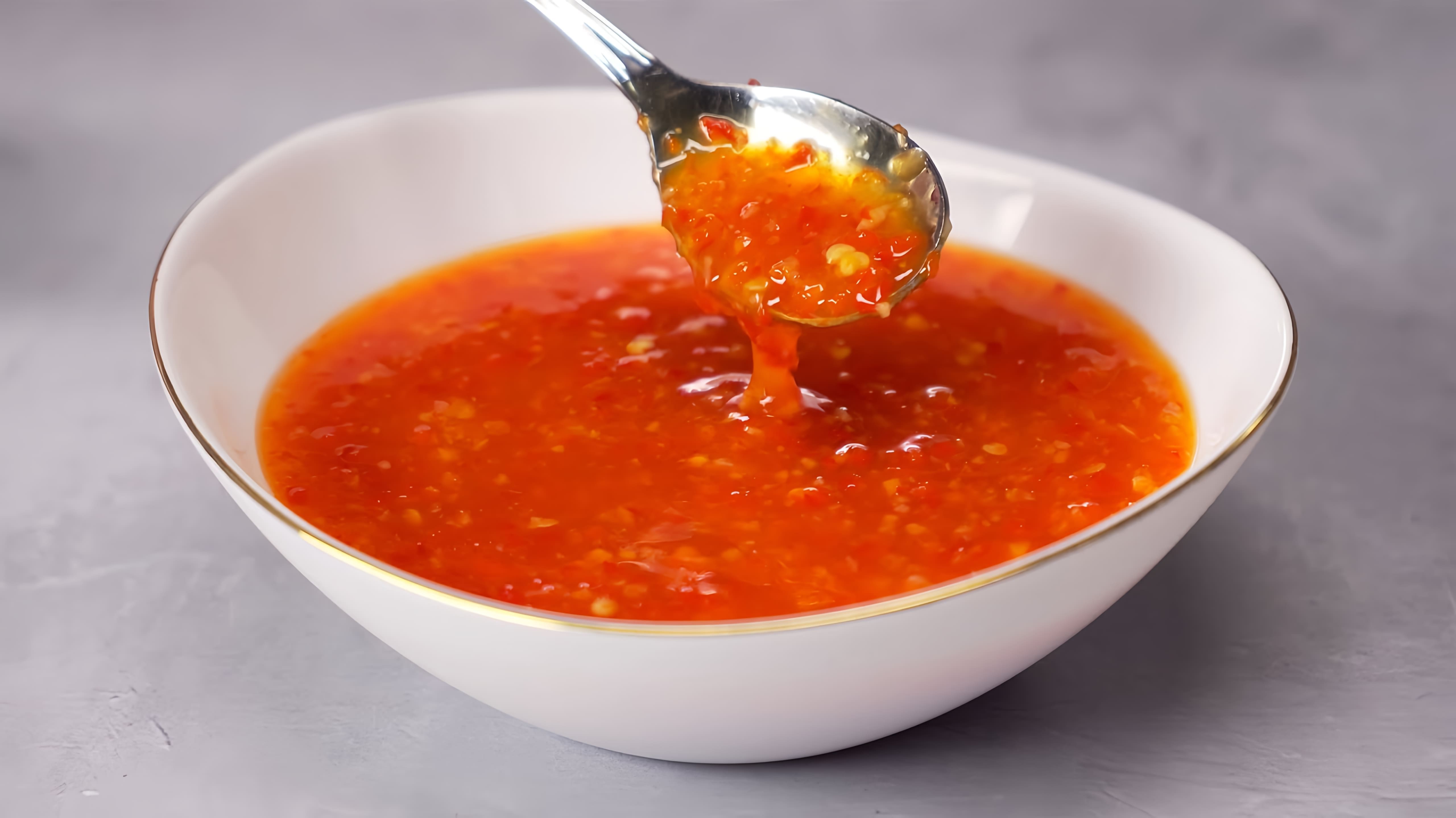 В данном видео демонстрируется рецепт приготовления кисло-сладкого соуса