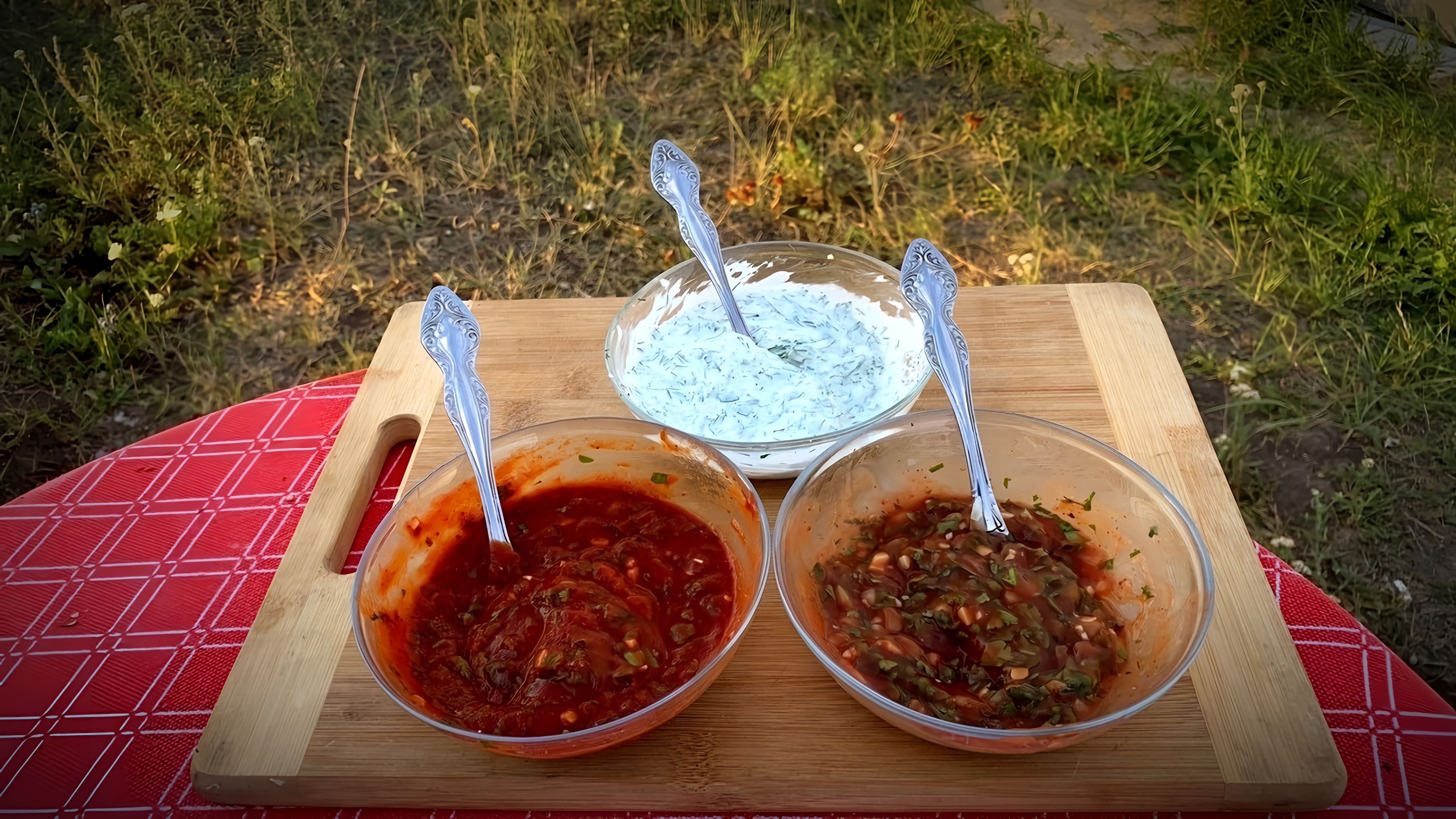В этом видео демонстрируются три лучших соуса для шашлыка и мясных блюд