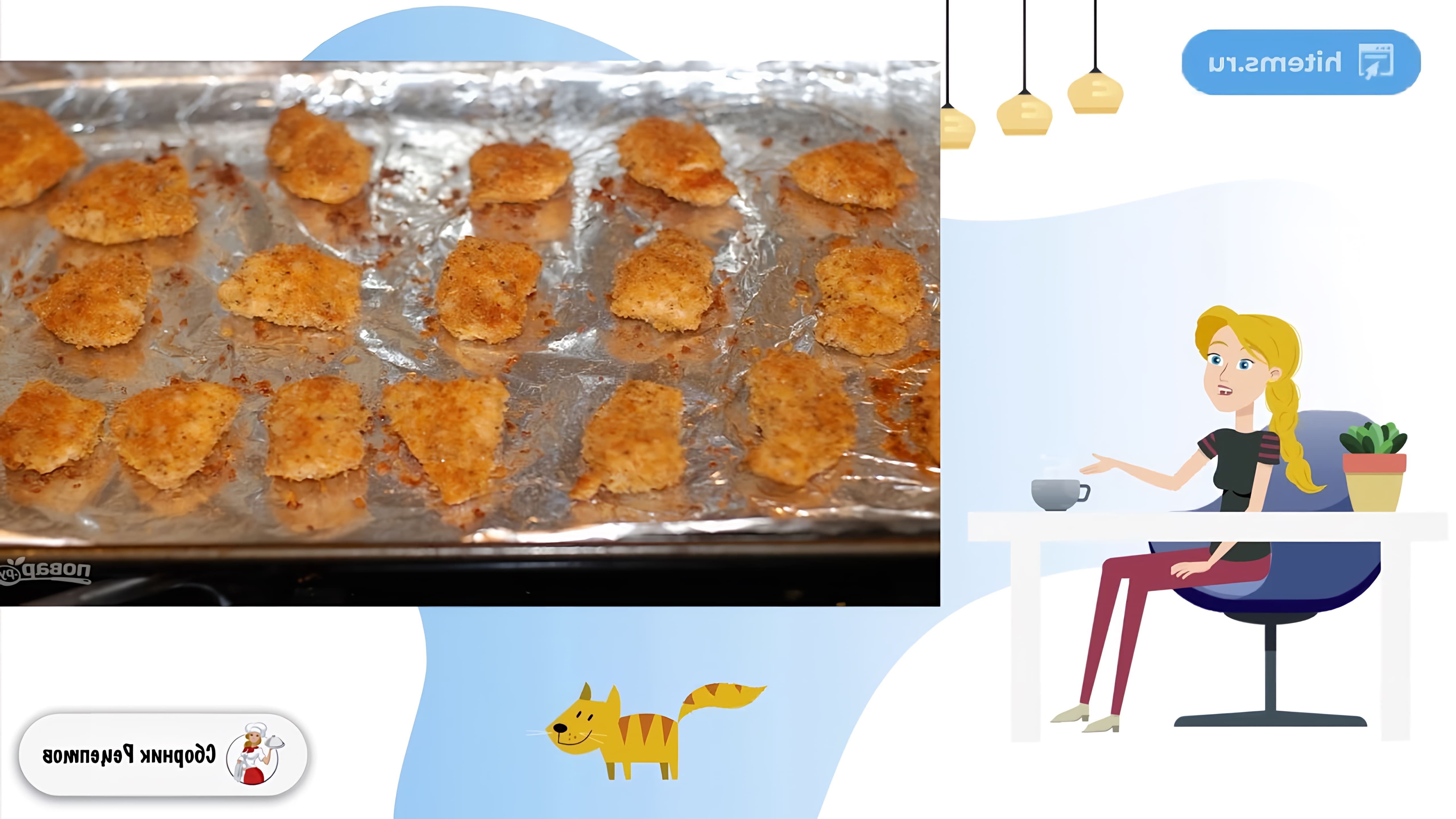 В этом видео демонстрируется рецепт приготовления детских куриных наггетсов