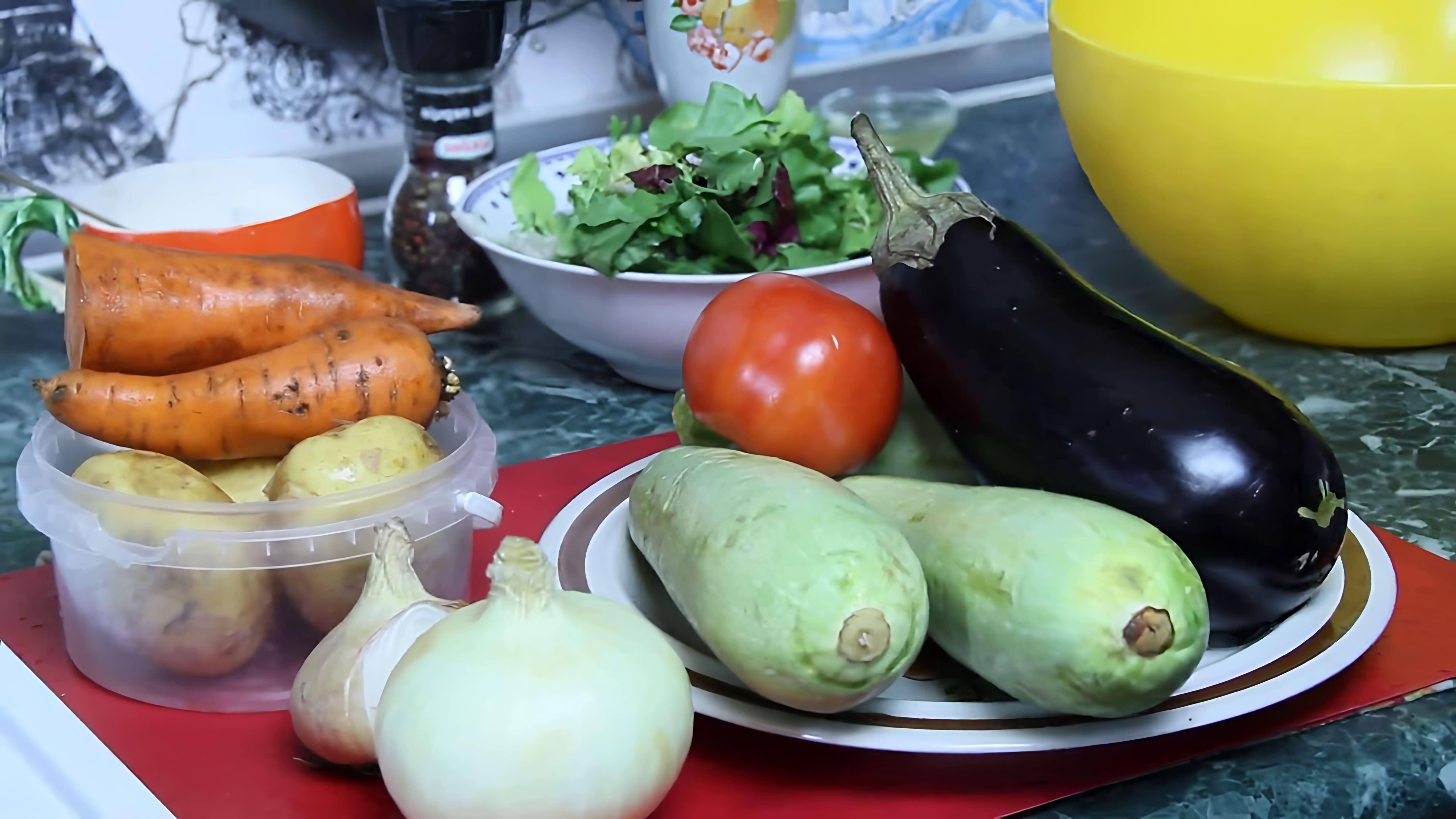 В этом видео демонстрируется процесс приготовления овощного рагу