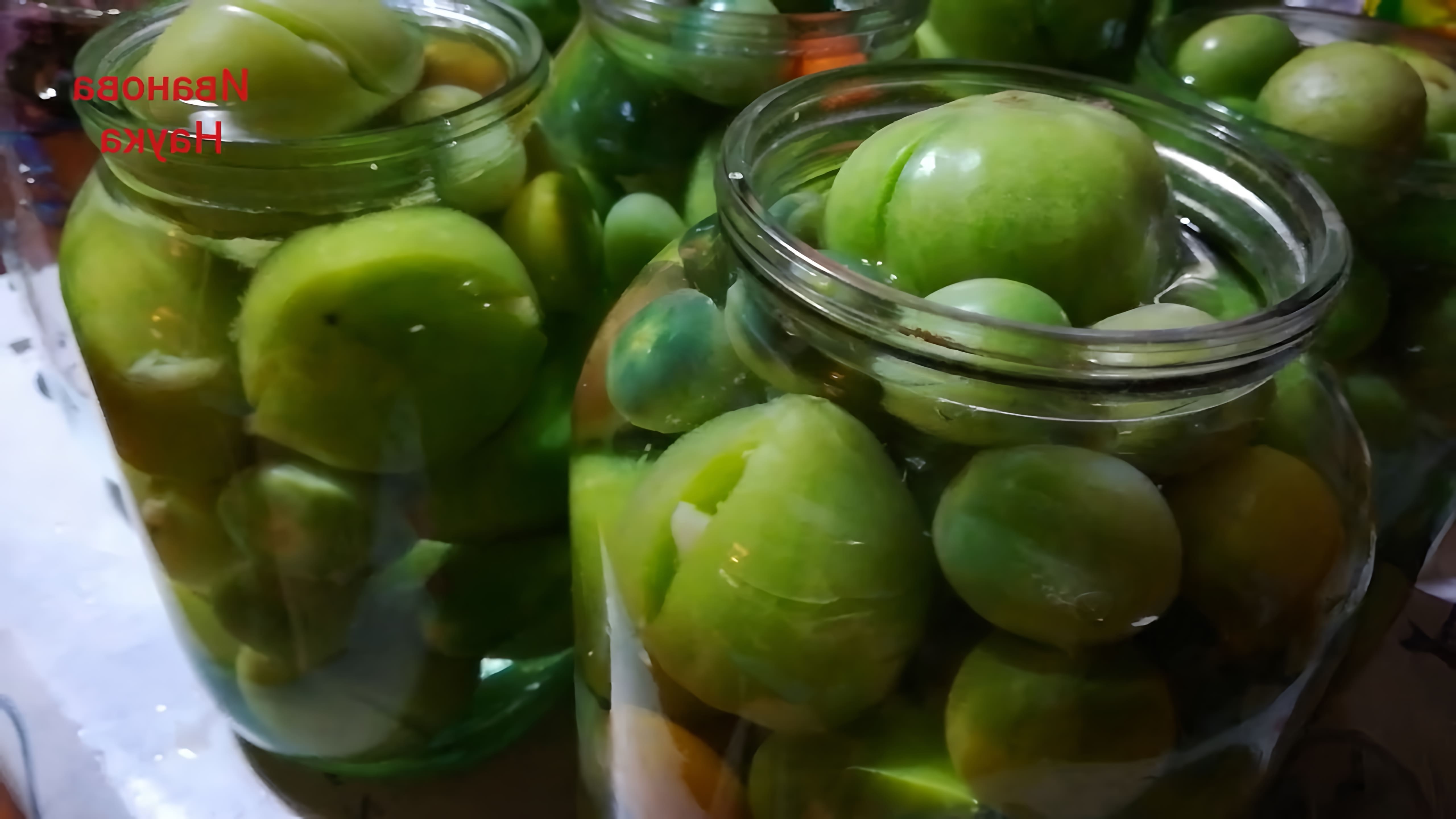 Видео демонстрирует простой и вкусный семейный рецепт консервации зеленых помидоров на зиму