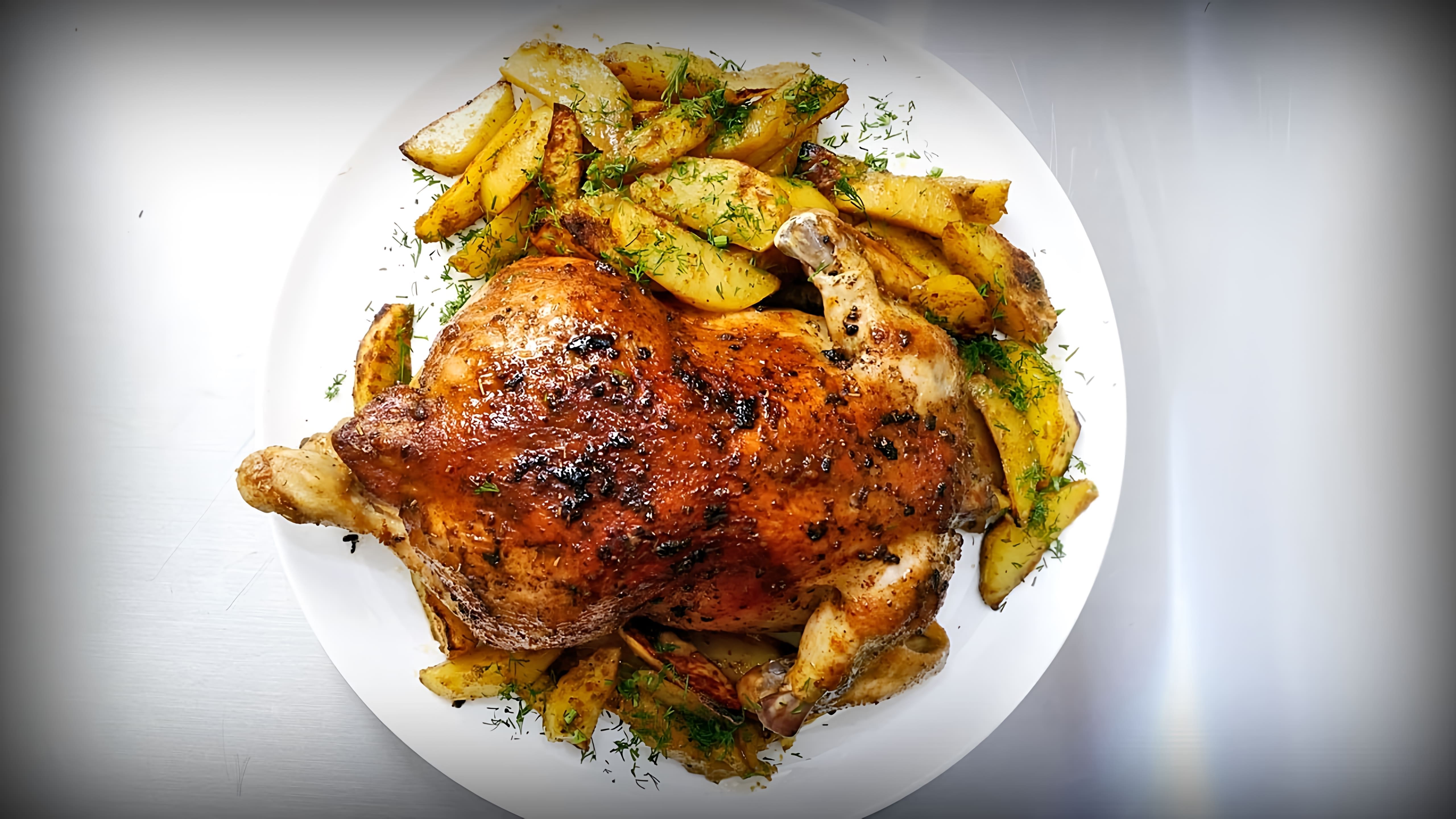 В этом видео показан рецепт приготовления курицы в духовке с картошкой по-деревенски