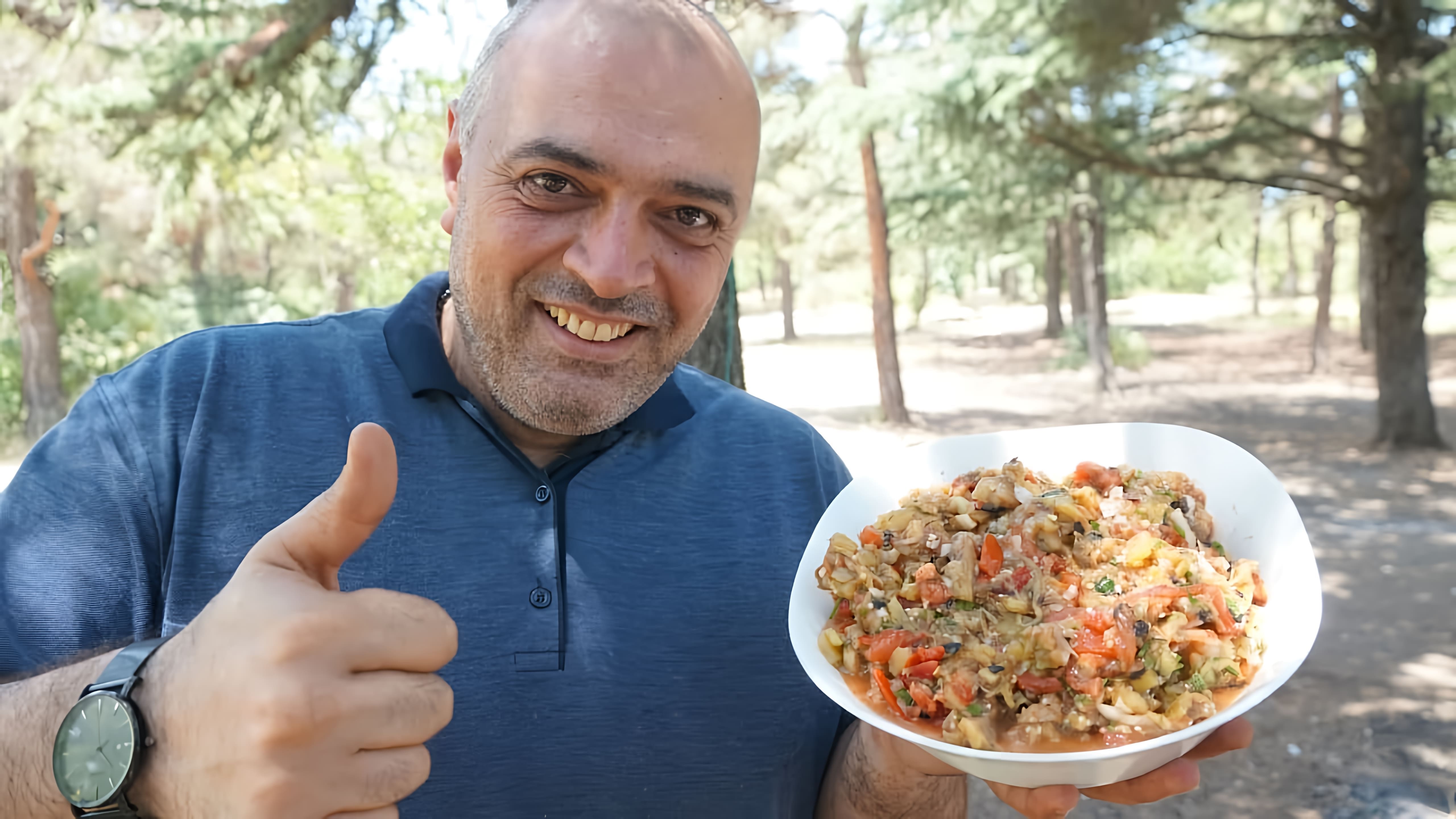 В этом видео демонстрируется процесс приготовления армянского овощного шашлыка (хоровац) и курицы на углях