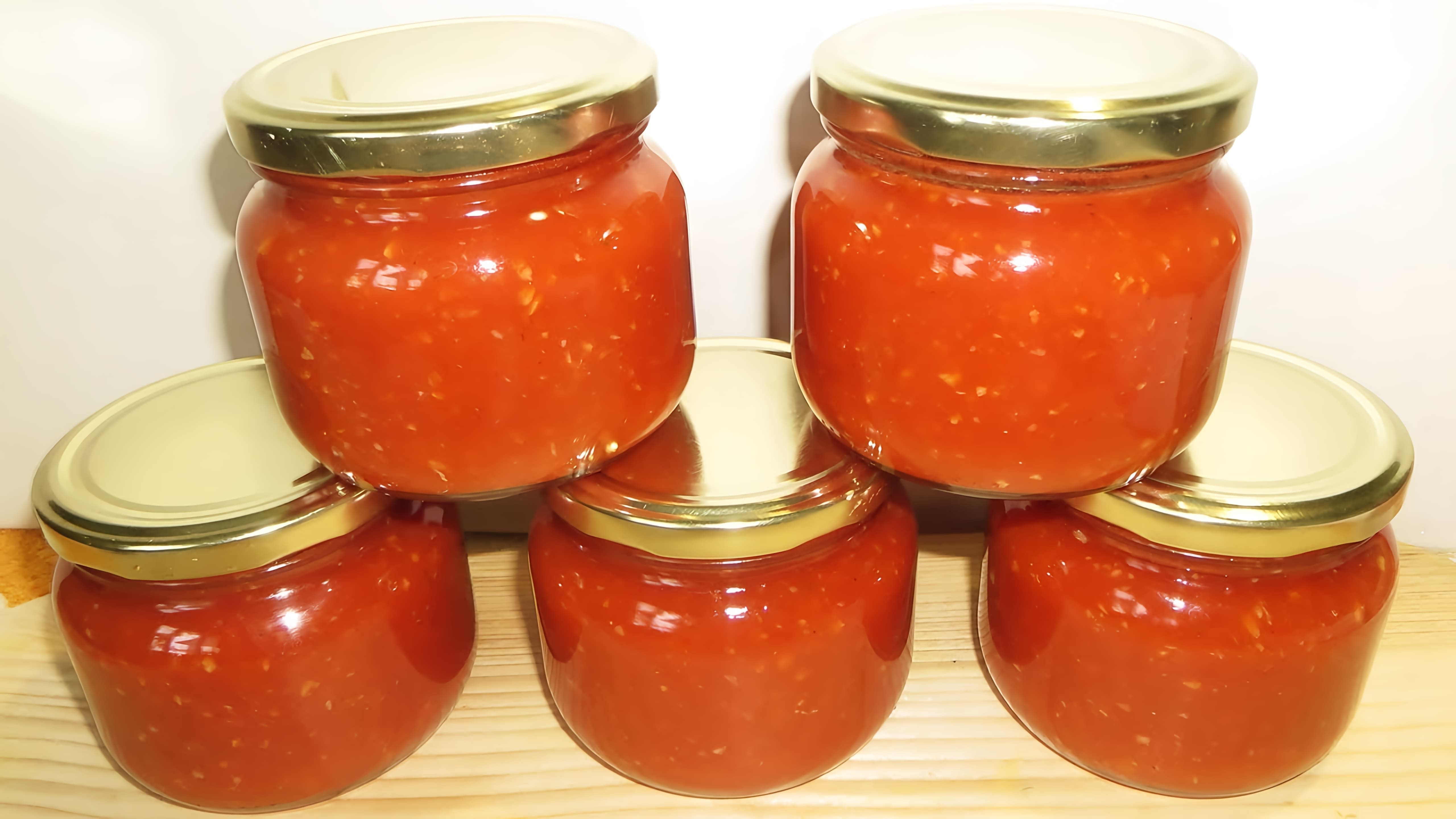 В этом видео показан процесс приготовления двух видов соуса из помидоров: кетчупа и сацебели