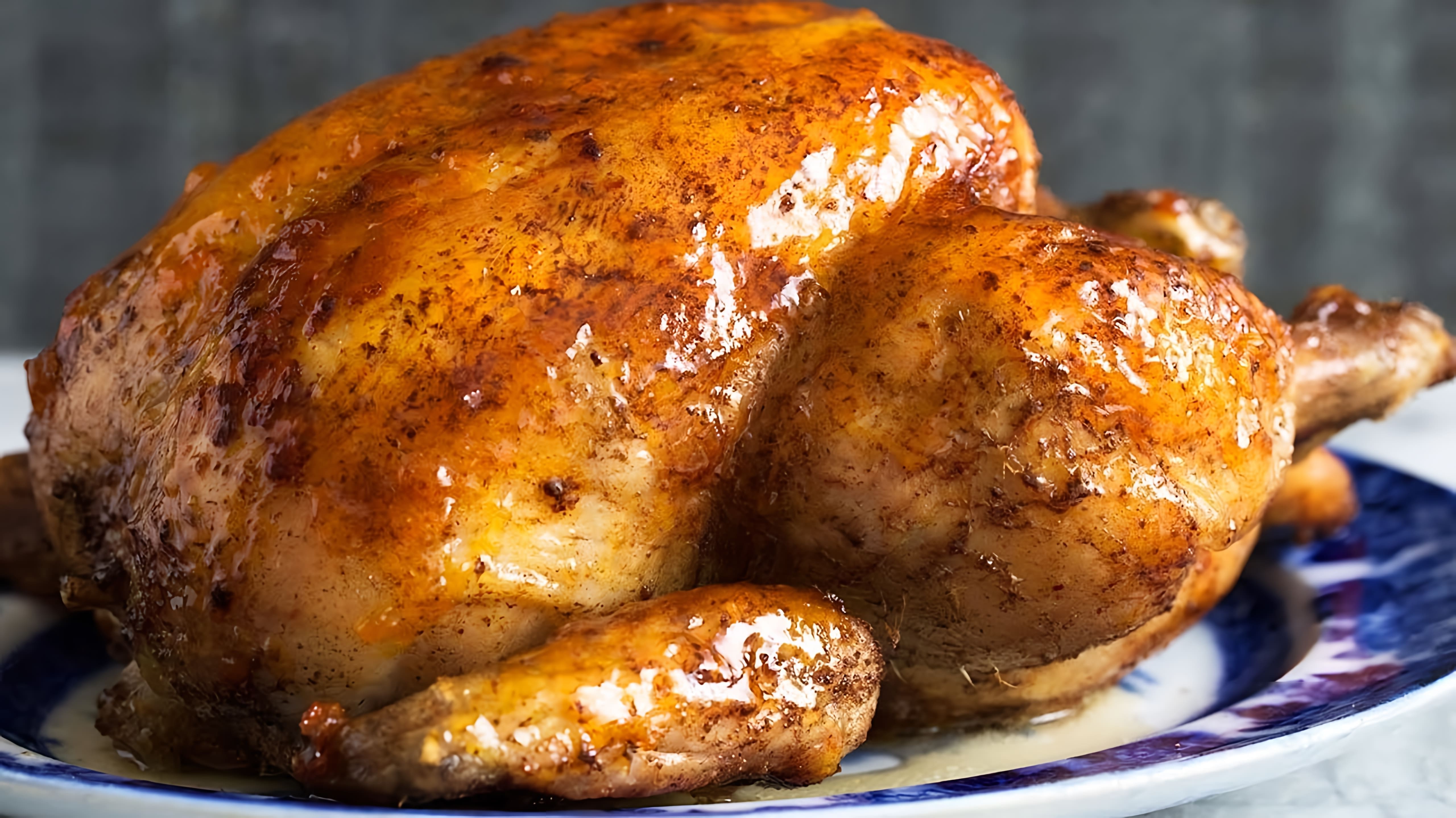 В этом видео представлен рецепт приготовления сочной курицы целиком в духовке на Новый Год