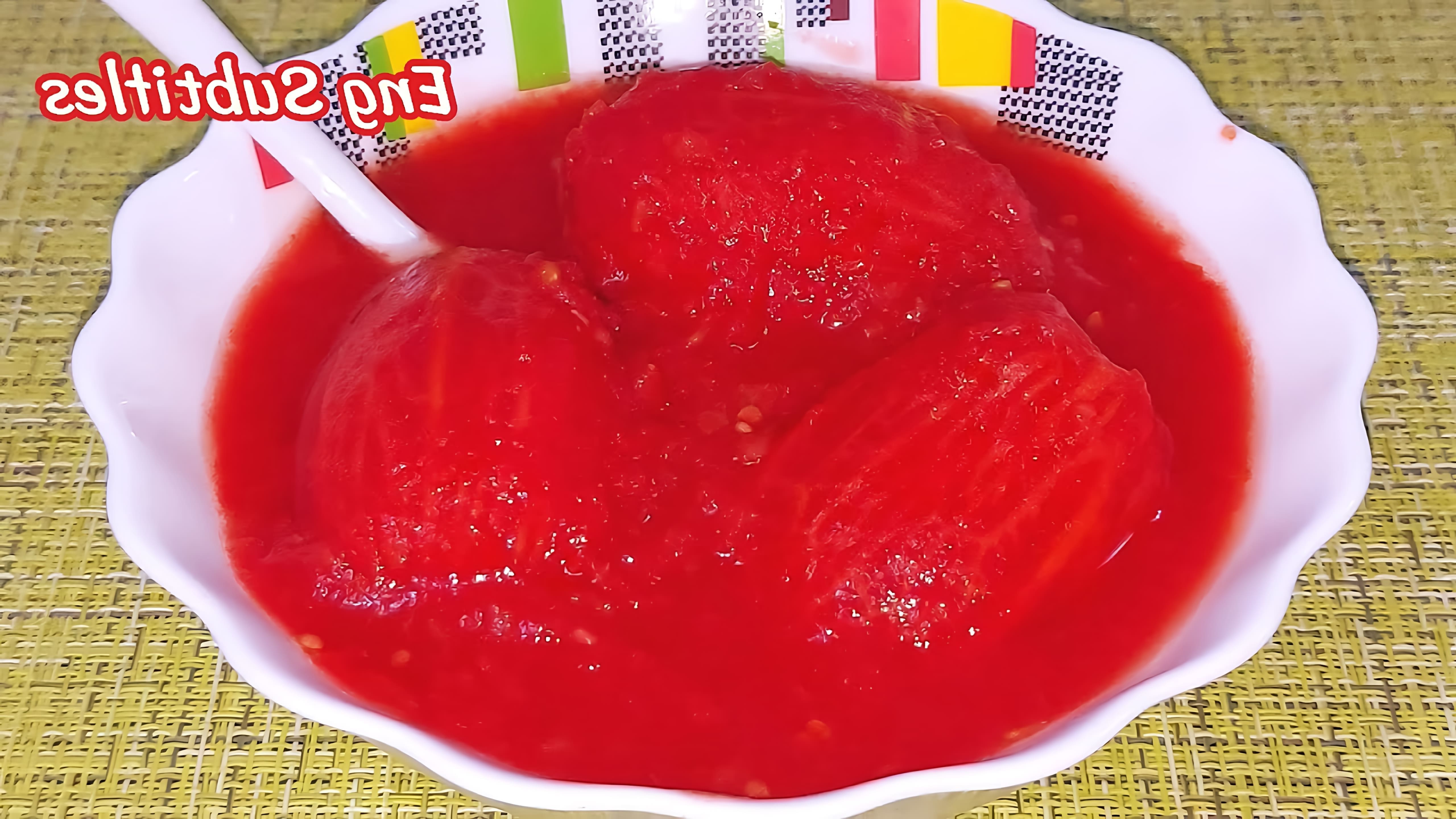 В этом видео-ролике рассказывается о том, как правильно заготавливать помидоры в собственном соку на зиму