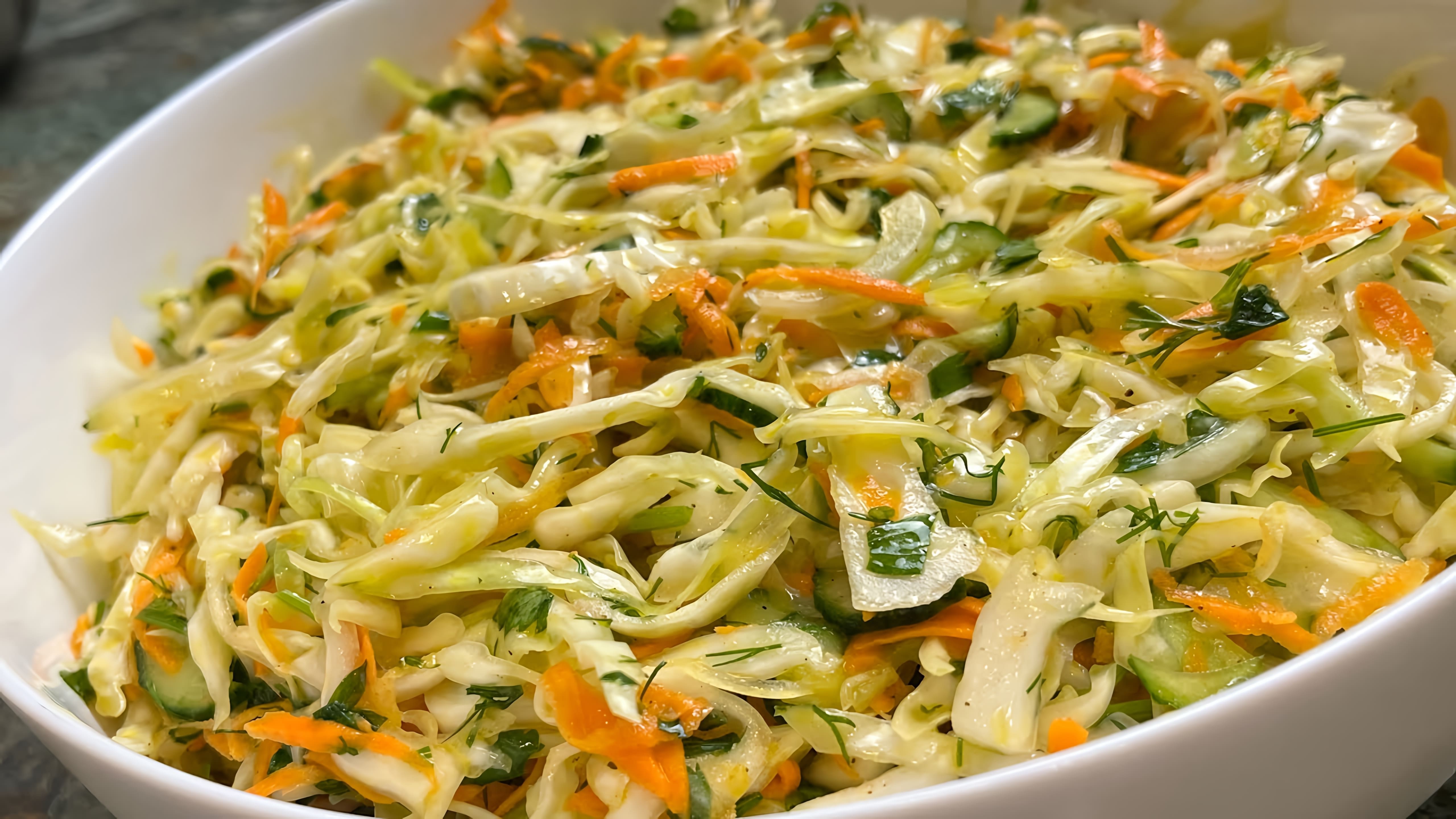 В этом видео демонстрируется рецепт простого и быстрого салата из капусты, который можно приготовить на каждый день