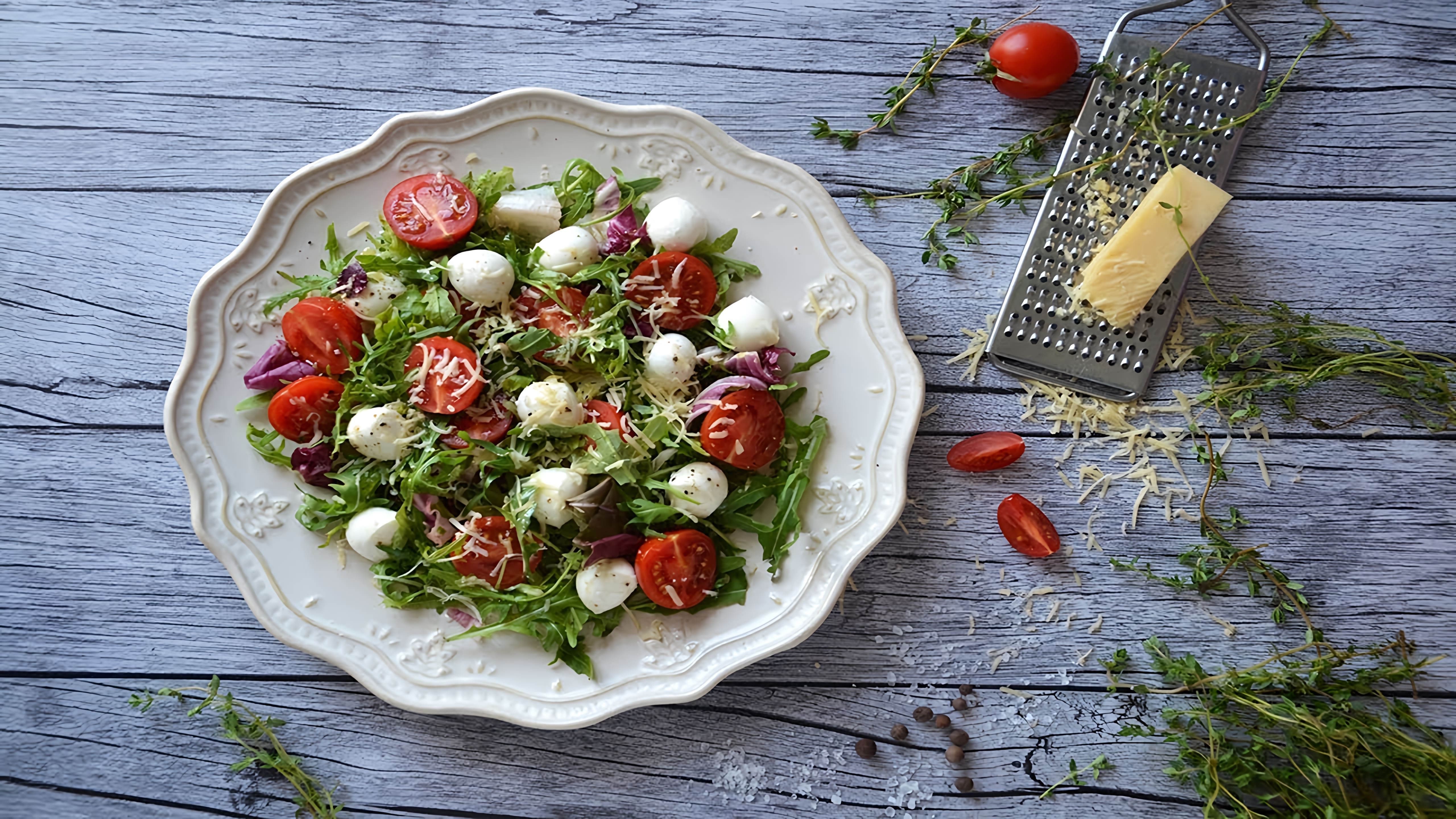 Салат с моцареллой, рукколой и помидорами черри - это вкусное и полезное блюдо, которое можно приготовить в домашних условиях