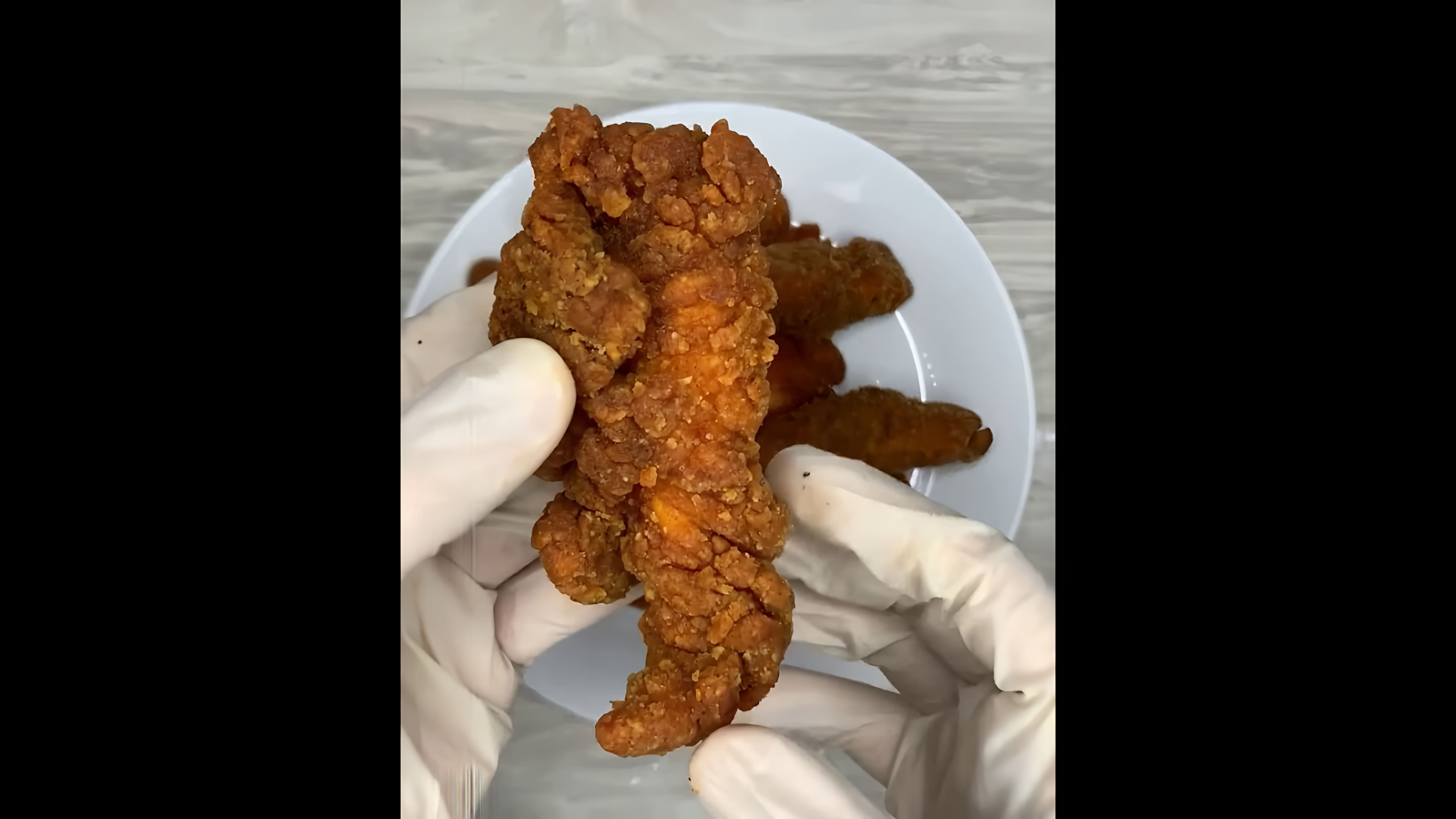 В этом видео демонстрируется рецепт приготовления куриных стрипсов KFC
