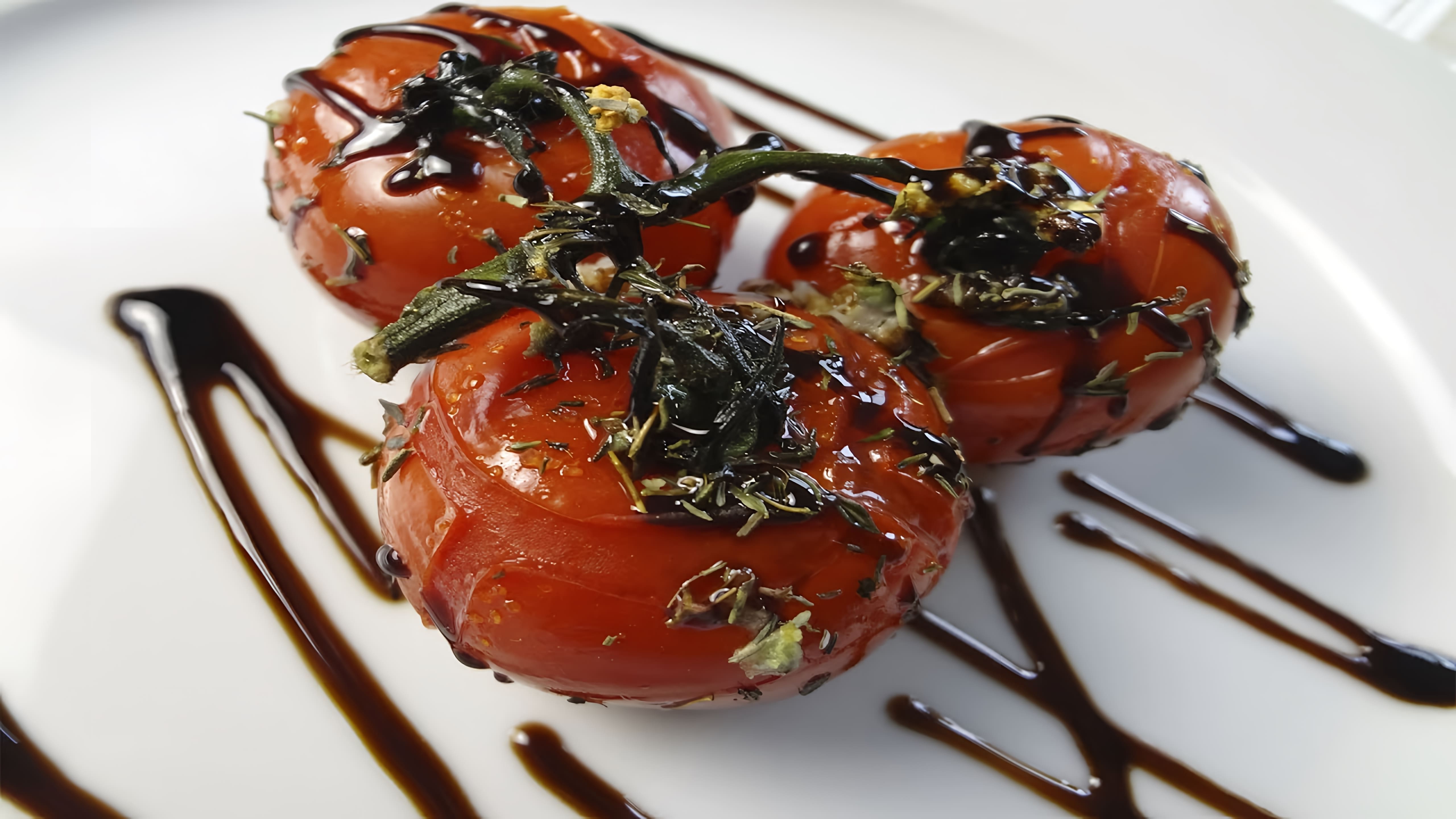 В этом видео демонстрируется рецепт запеченных помидоров черри с тимьяном и другими ингредиентами