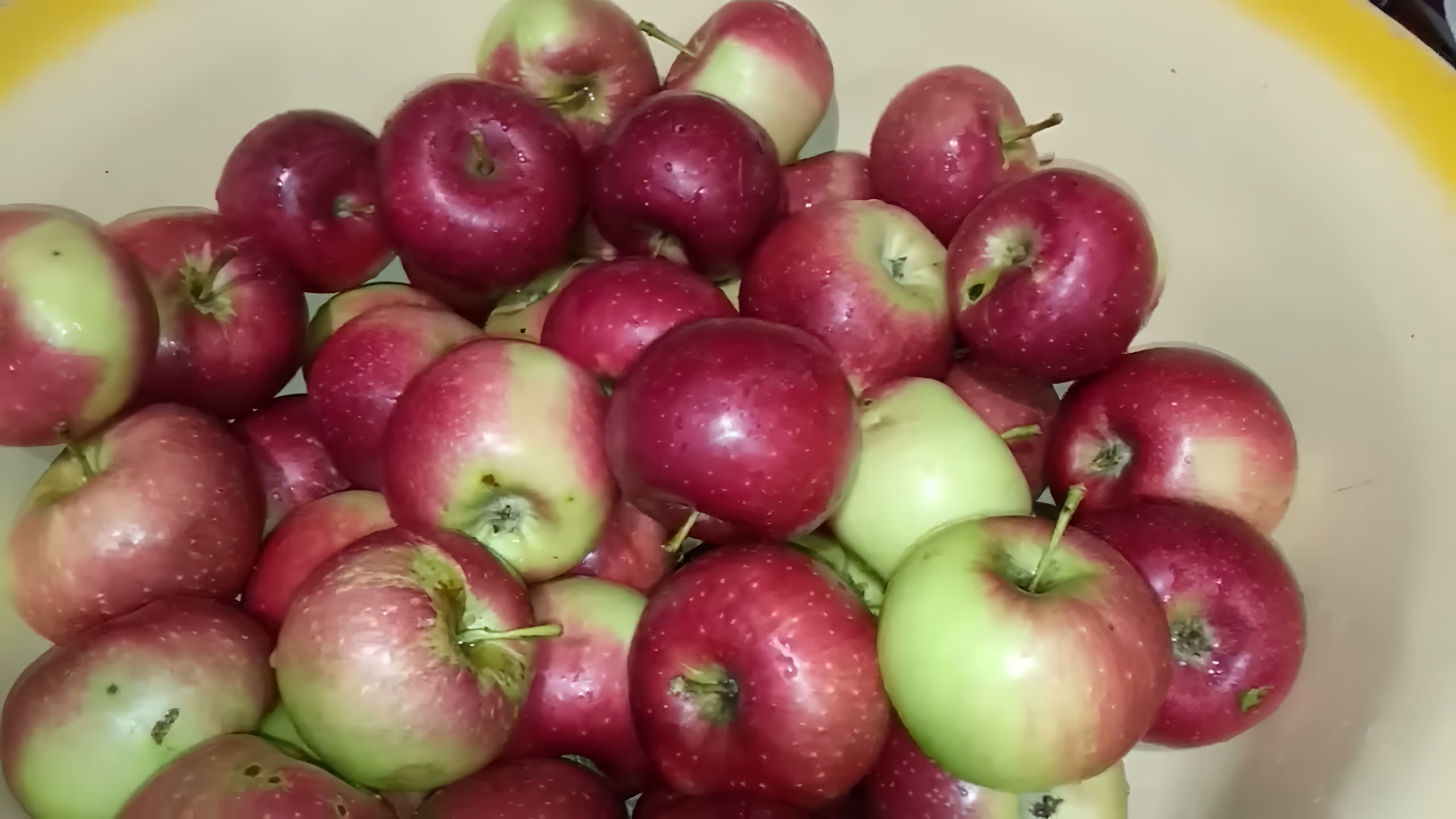 В этом видео демонстрируется процесс маринования яблок в банках