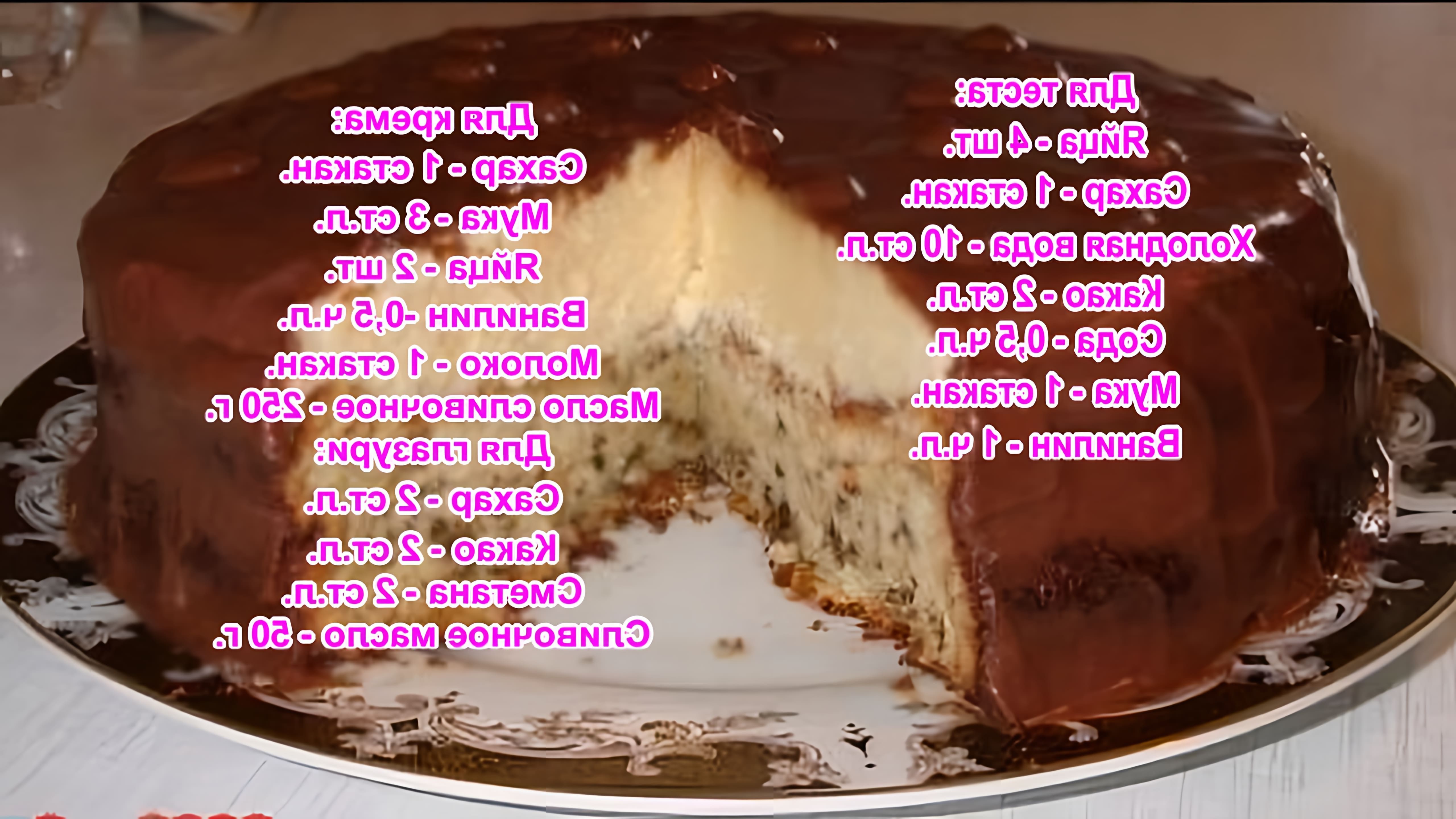 В этом видео демонстрируется рецепт приготовления торта "Эскимо"