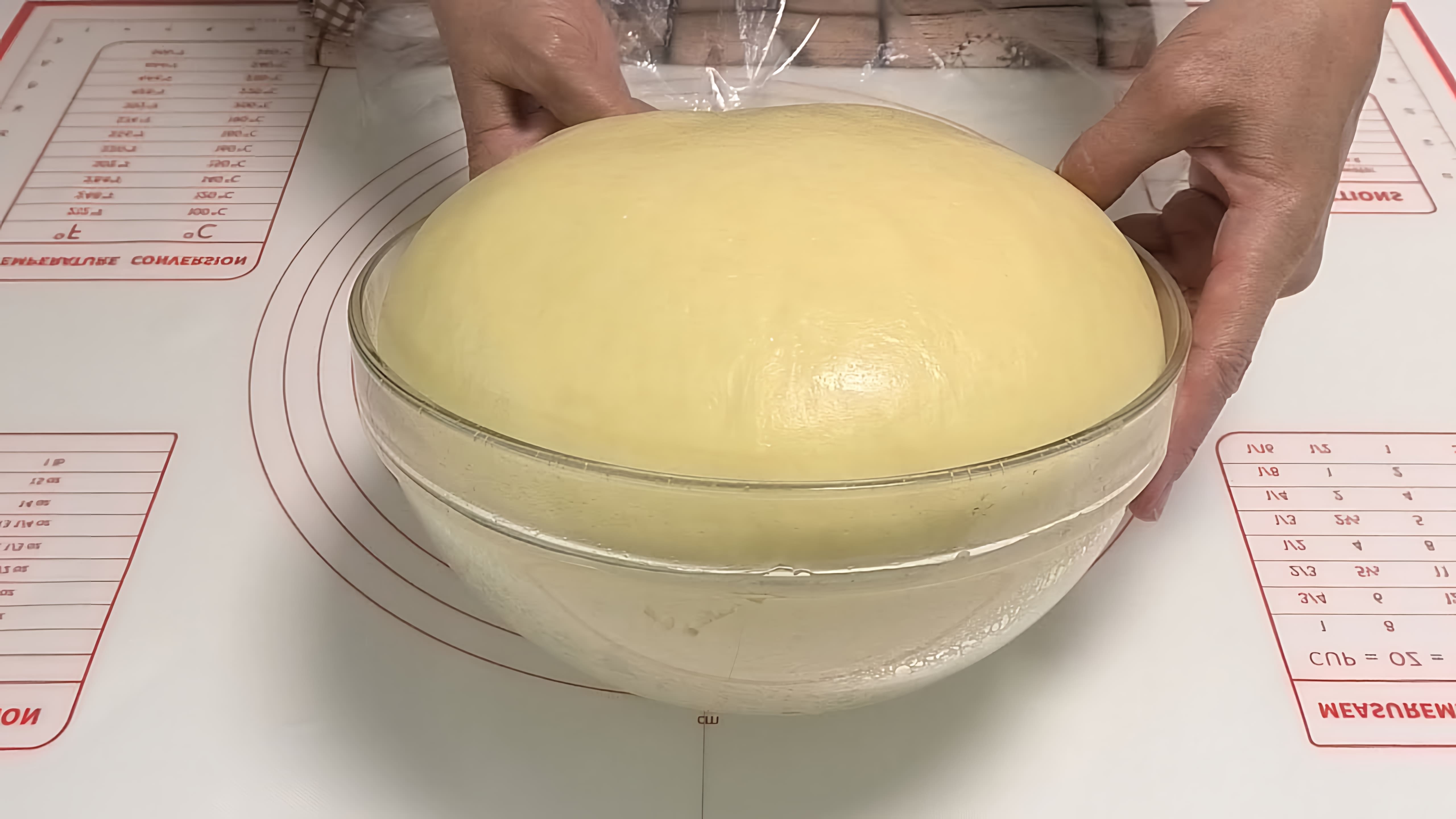 В этом видео демонстрируется процесс приготовления дрожжевого теста для выпечки с соленой начинкой