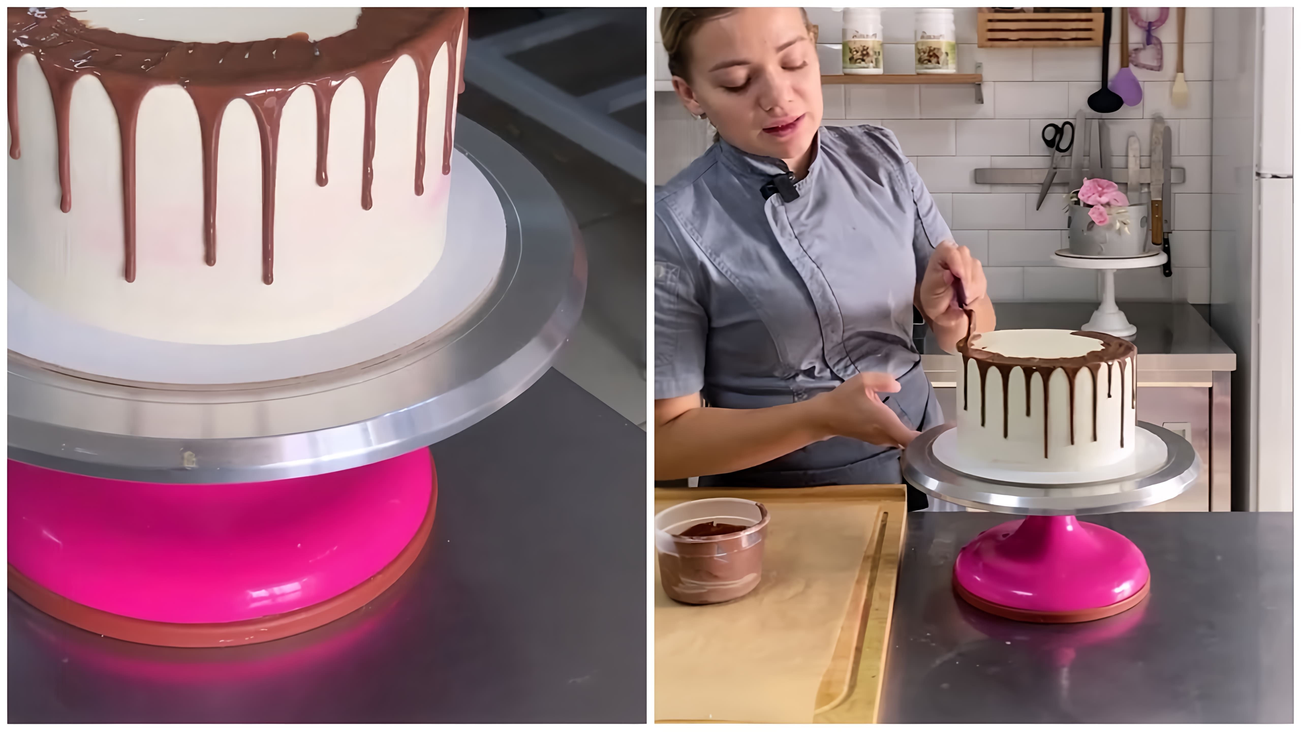 В этом видео-ролике мы увидим, как на торте появляются подтёки