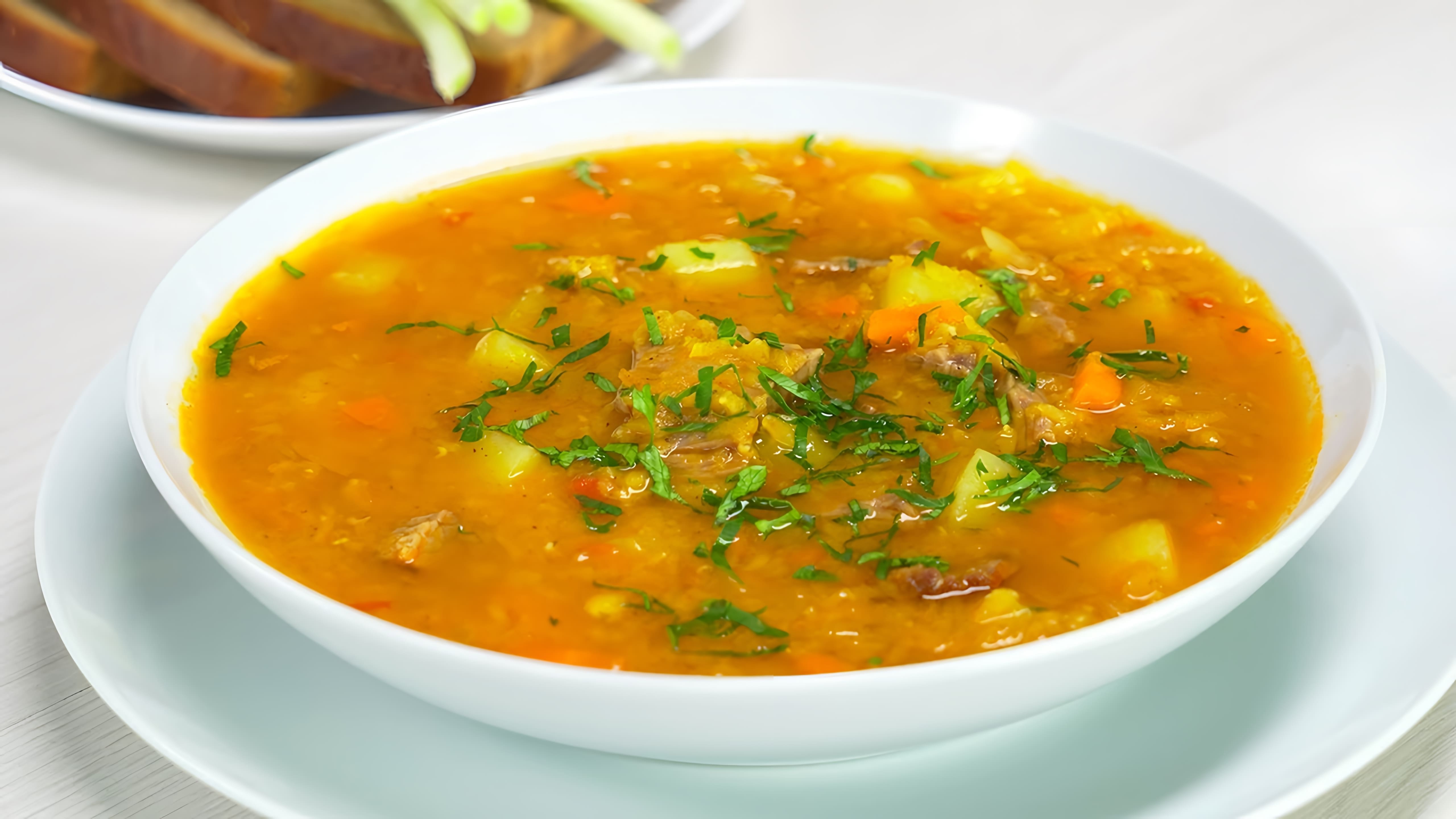 В этом видео демонстрируется рецепт приготовления вкусного чечевичного супа