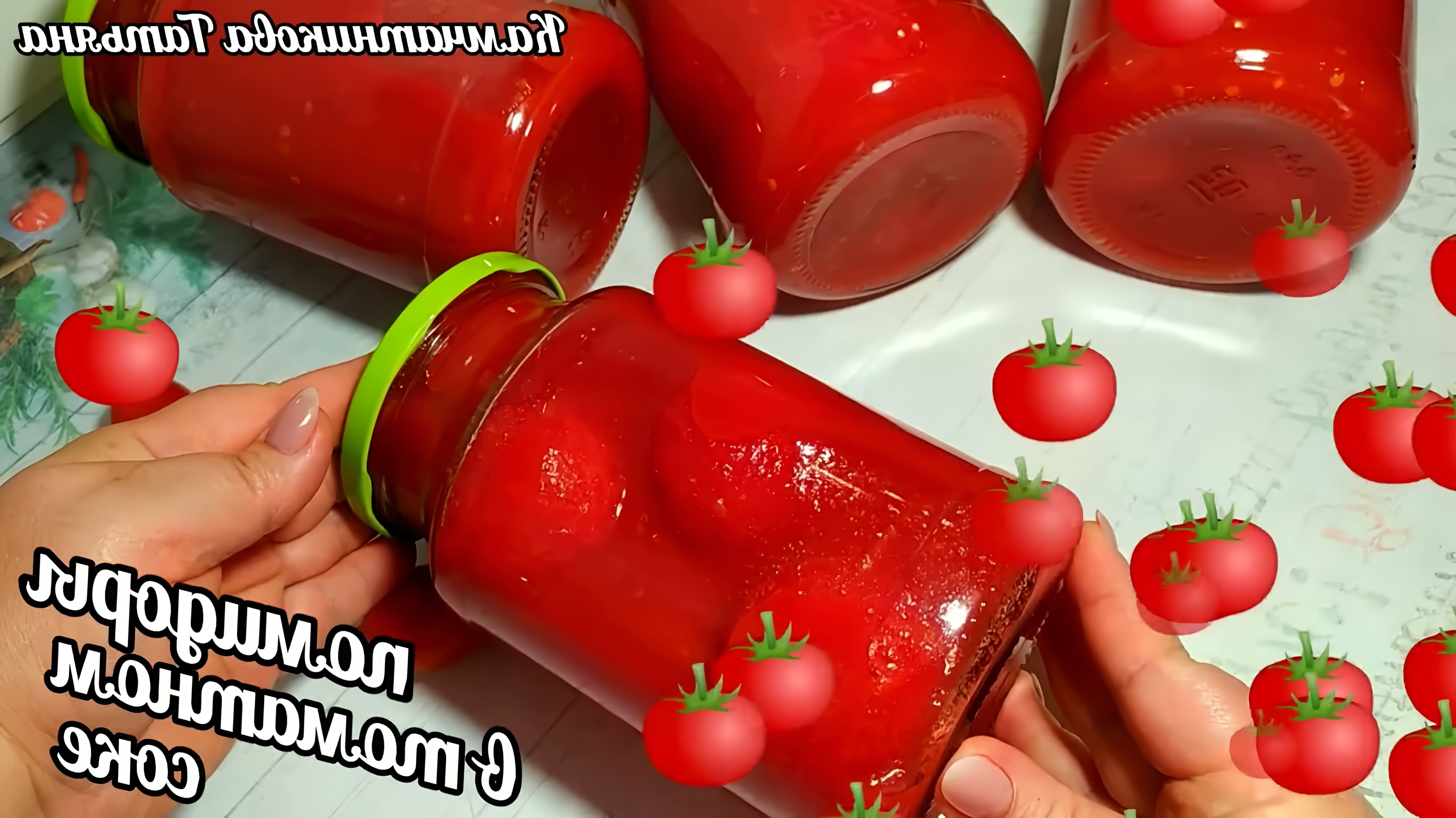 В этом видео демонстрируется процесс приготовления вкусных помидоров в собственном соку