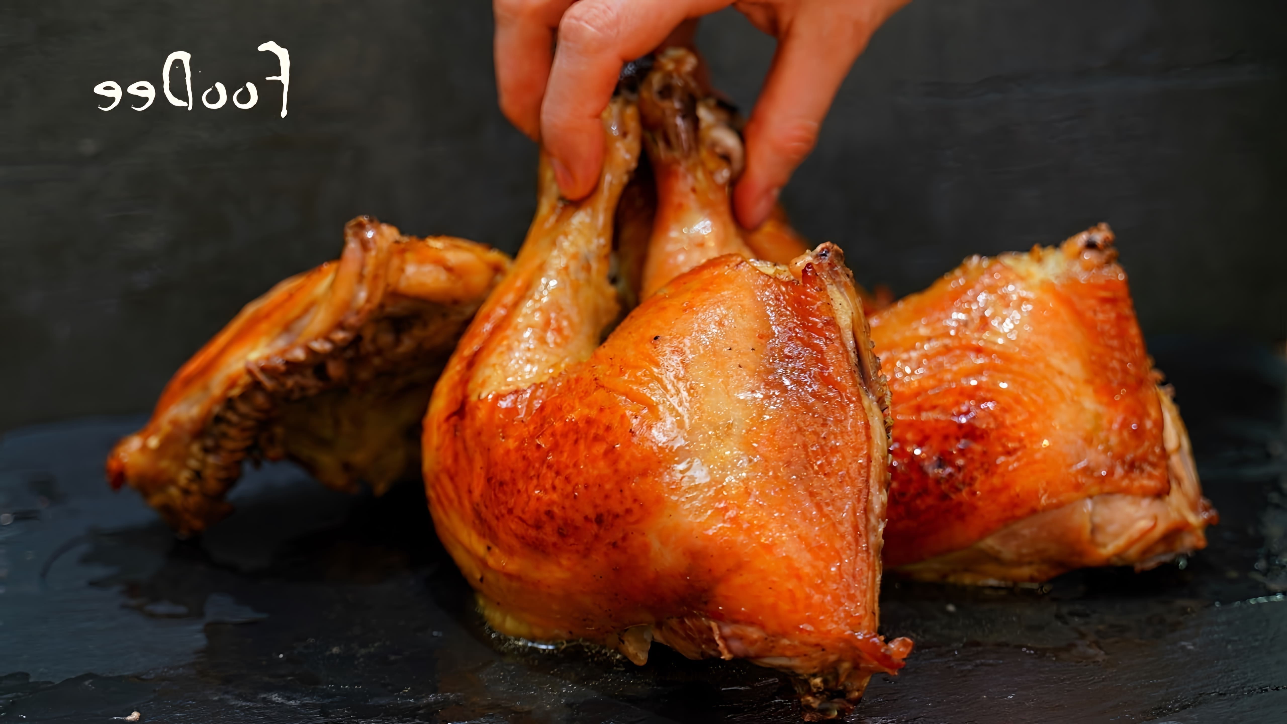 В этом видео демонстрируется рецепт приготовления куриных окорочков в духовке