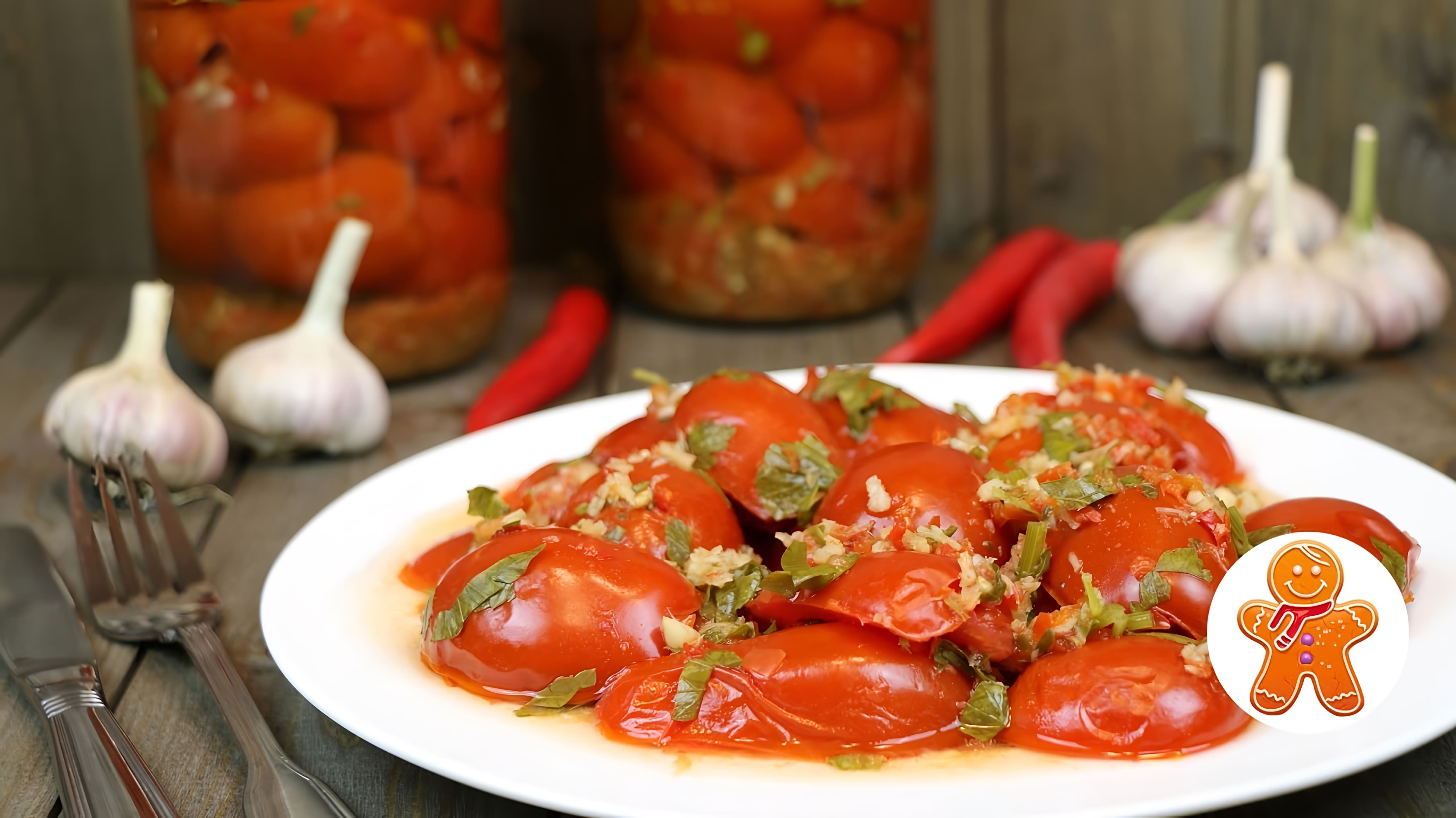 В этом видео демонстрируется процесс консервирования помидоров с хреном по фирменному рецепту