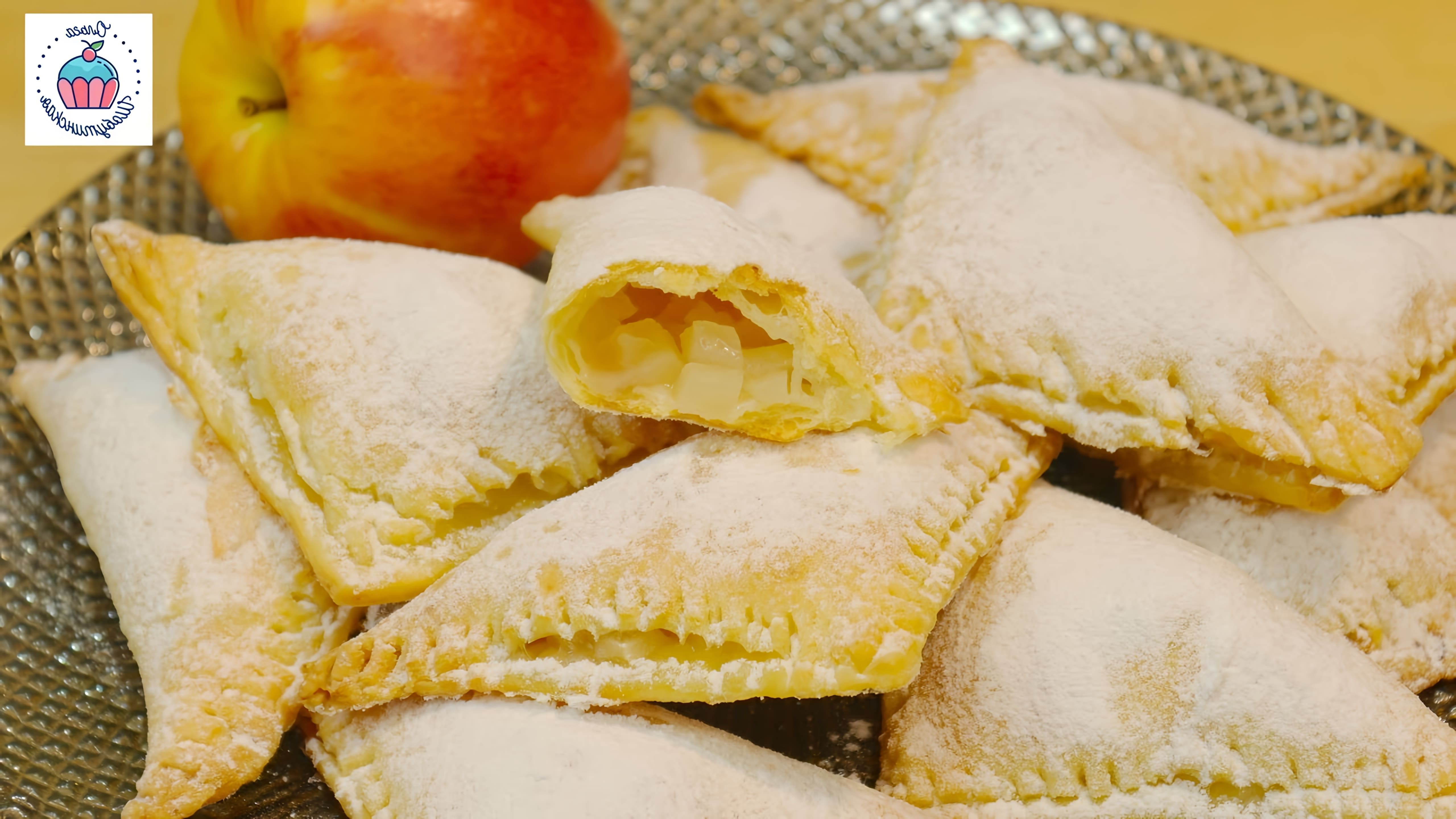 В этом видео демонстрируется рецепт приготовления хрупкого слоеного творожного печенья с яблоками