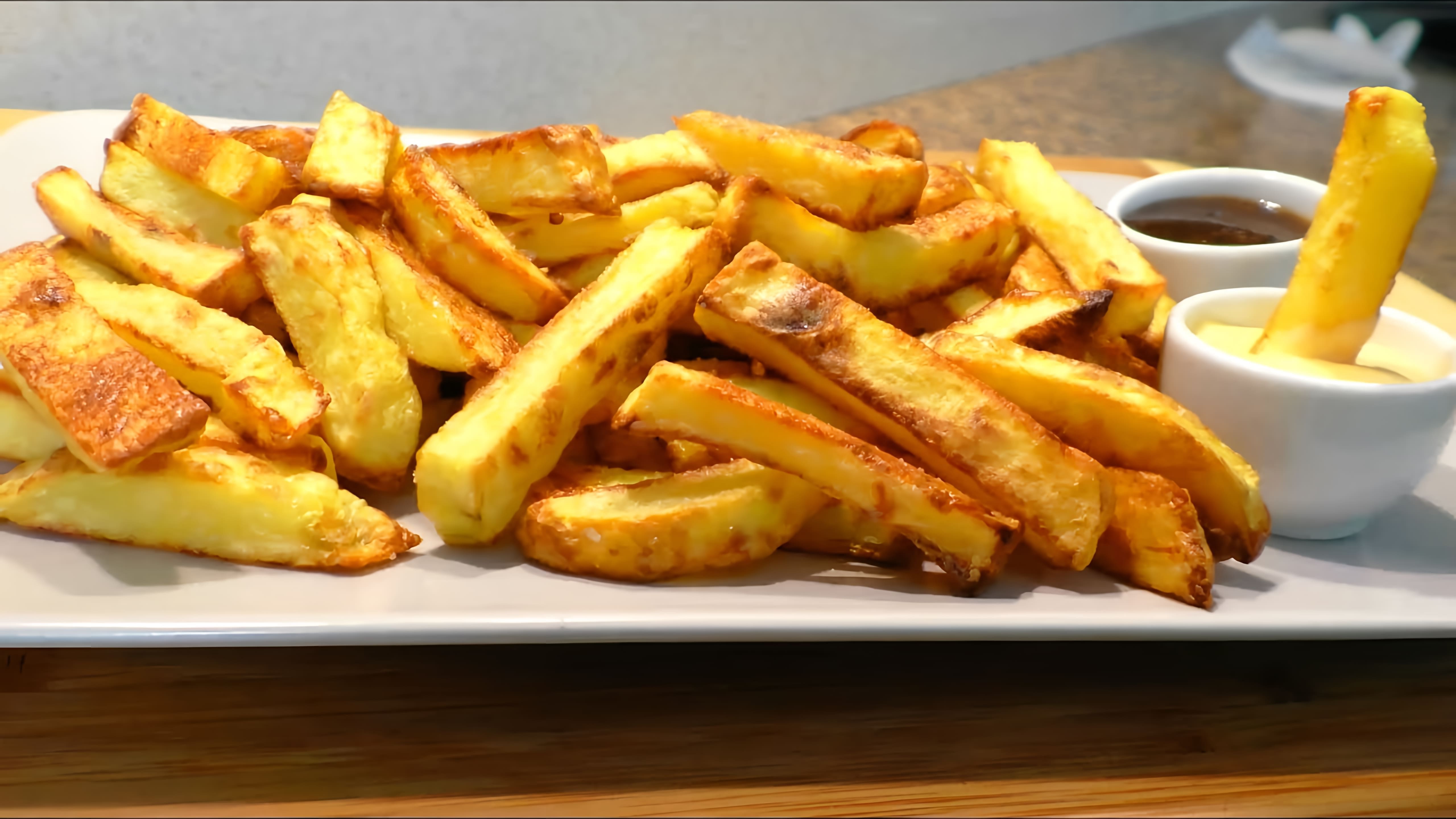 В этом видео демонстрируется процесс приготовления картошки фри в духовке