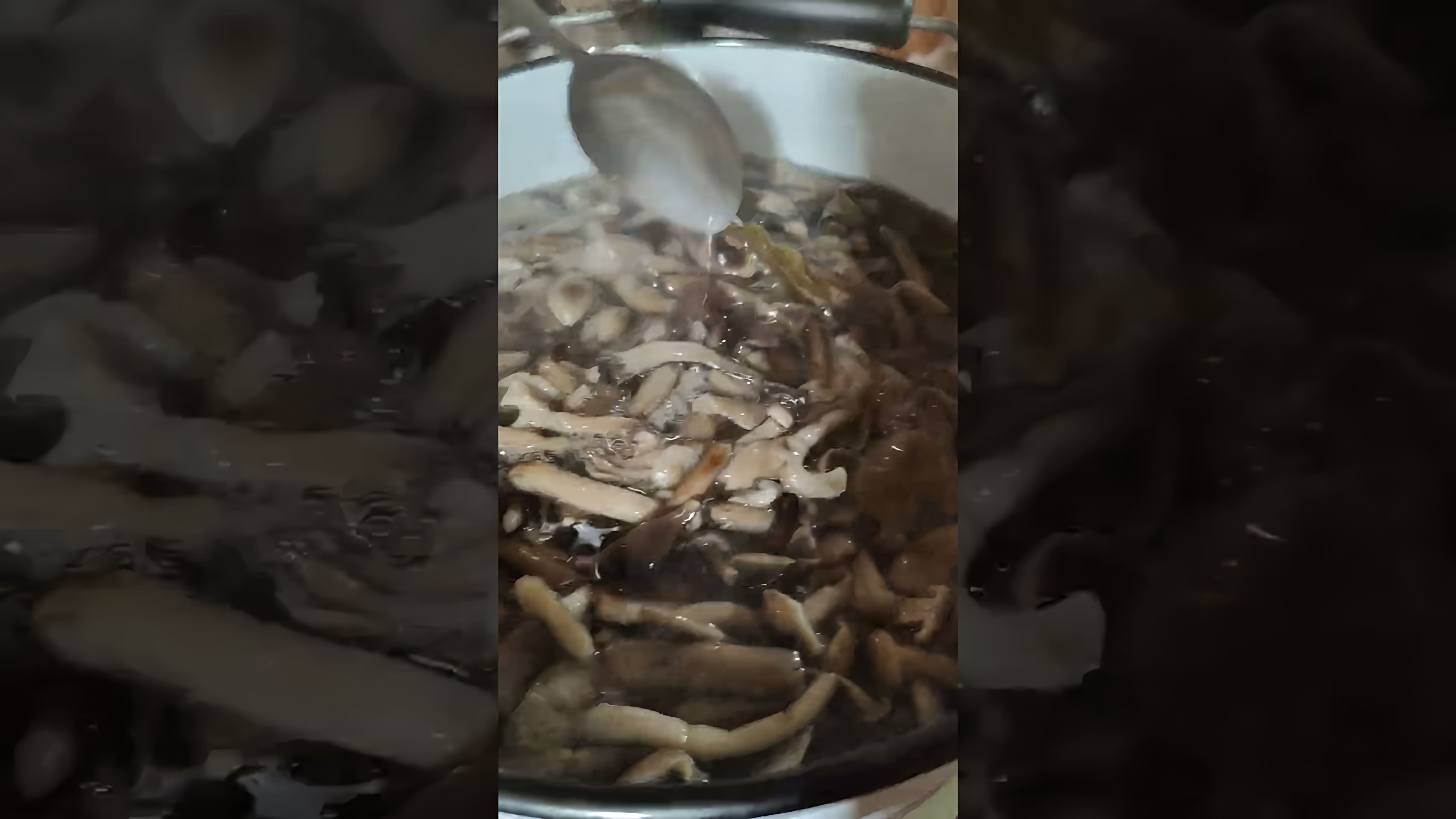 В данном видео демонстрируется процесс приготовления маринованных опят