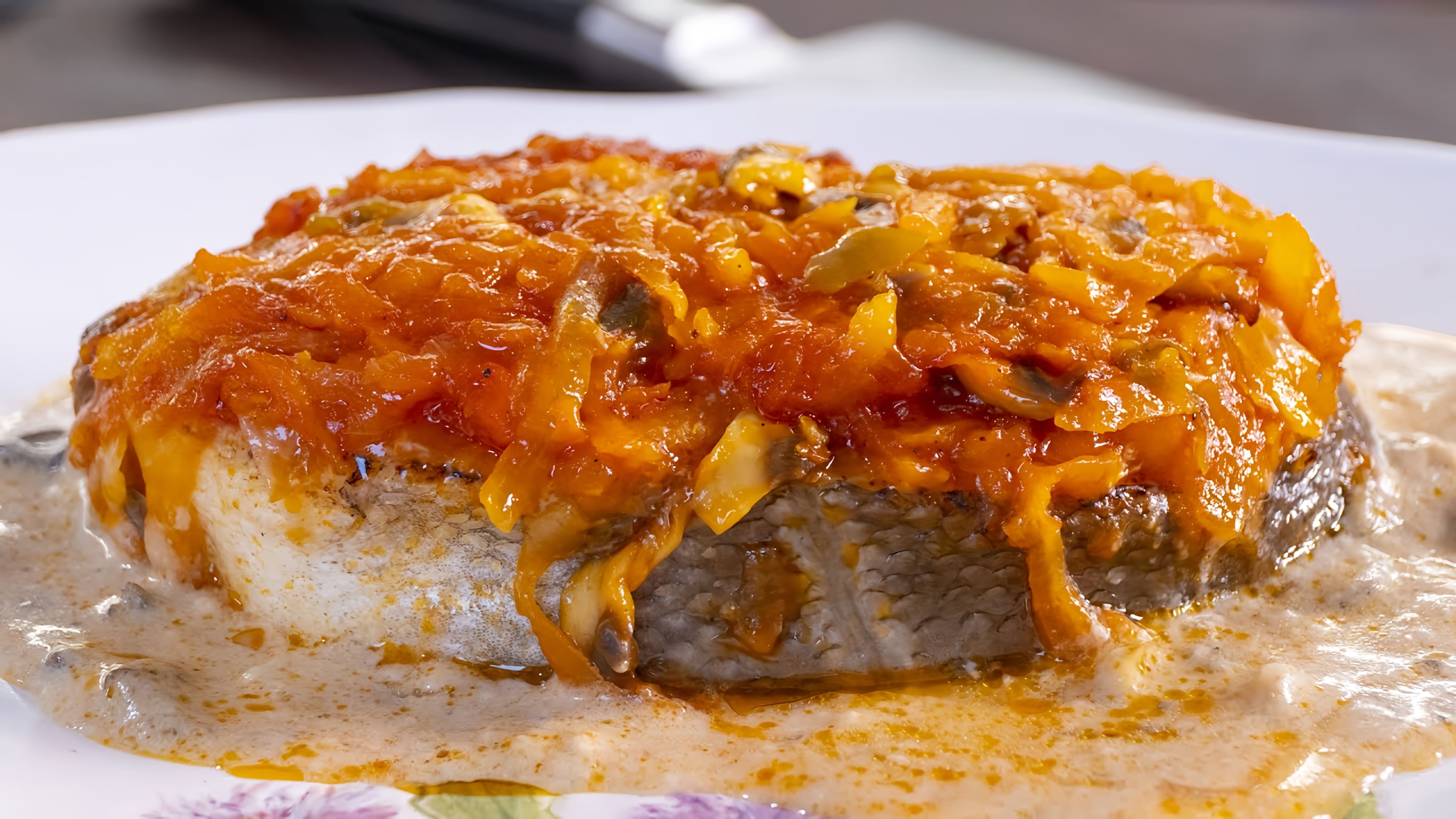 Видео демонстрирует рецепт рыбы, маринованной в соусе