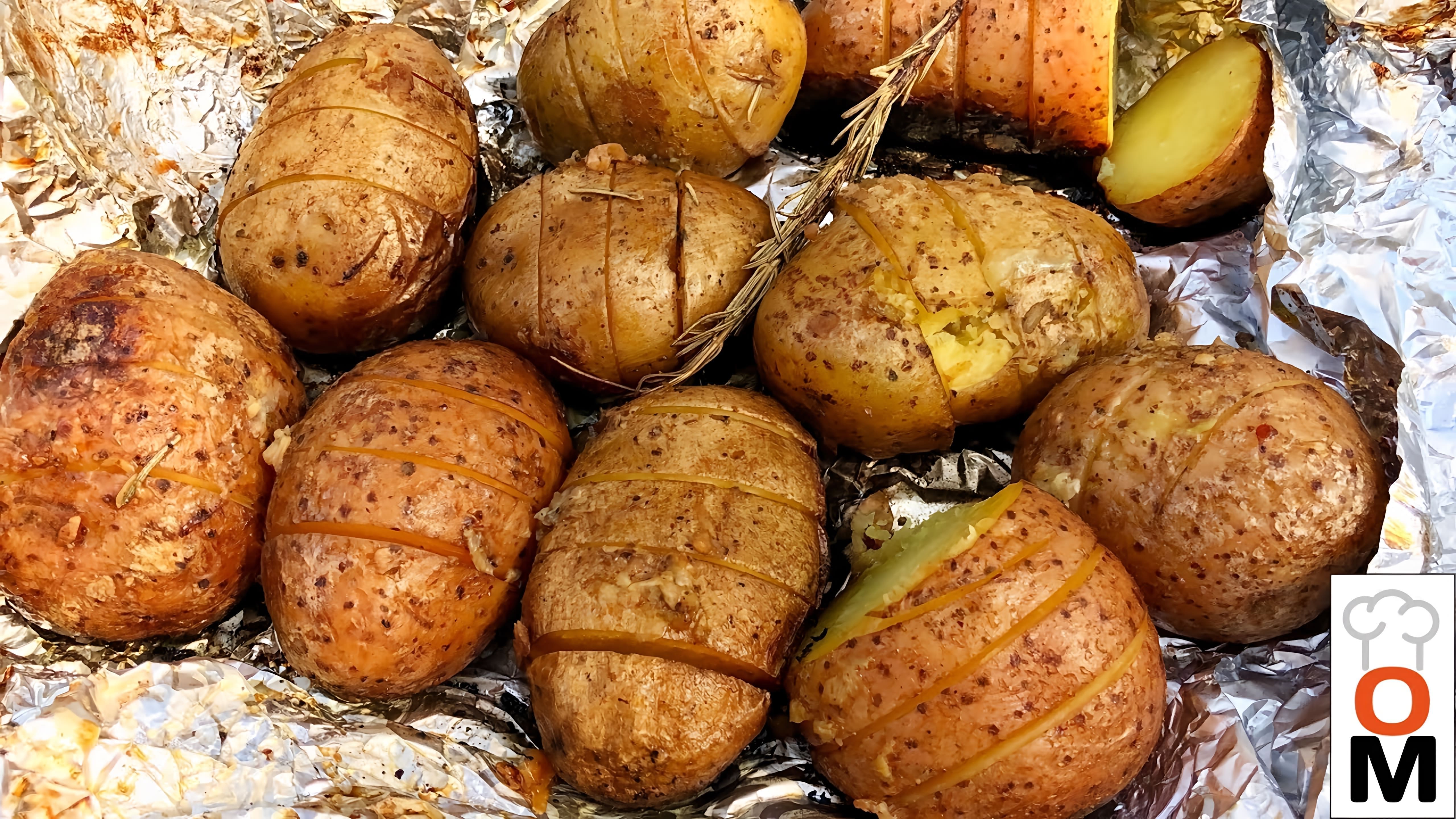 В этом видео демонстрируется рецепт приготовления картофеля на природе