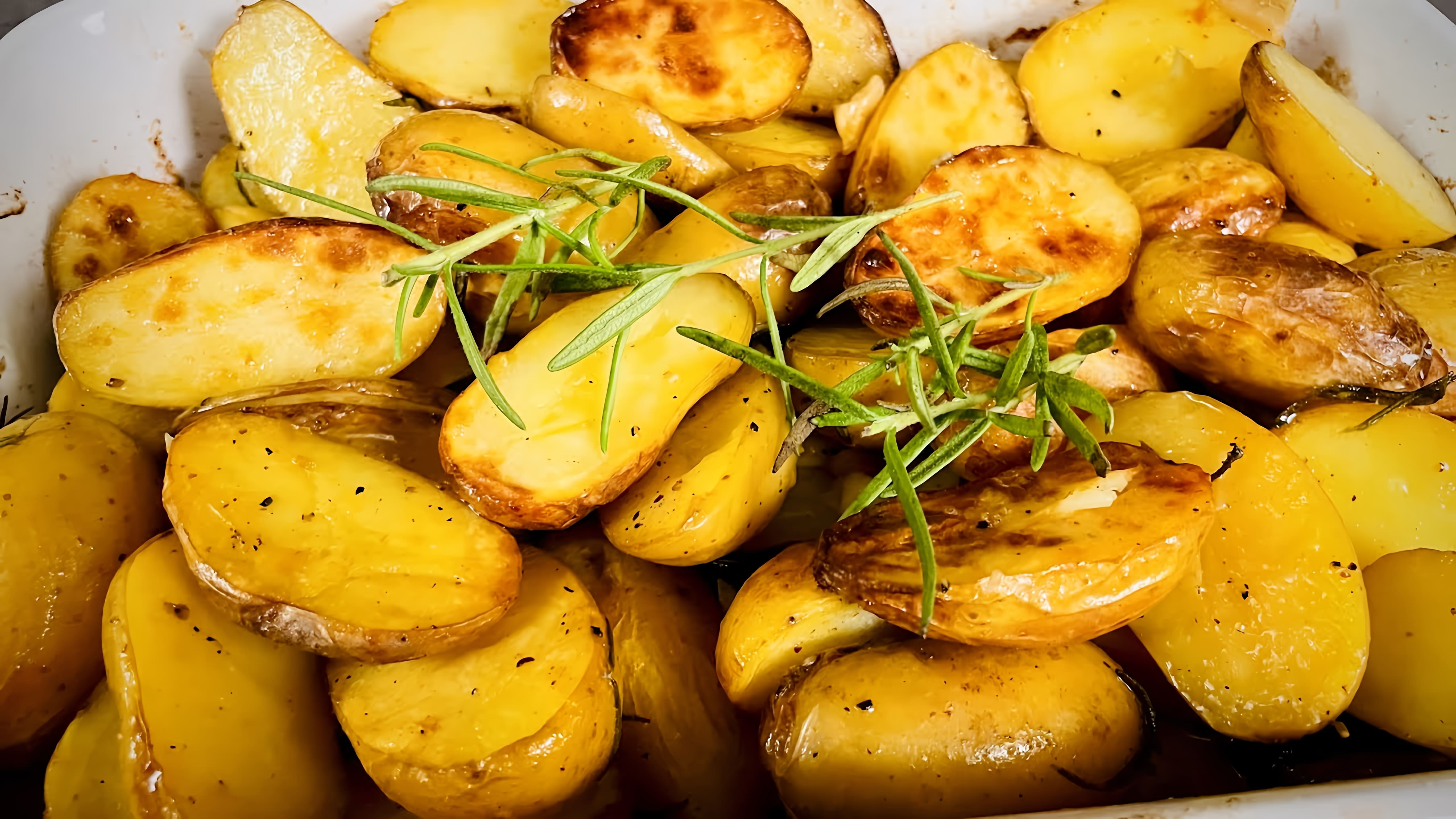 В этом видео демонстрируется рецепт приготовления картофеля с розмарином в духовке