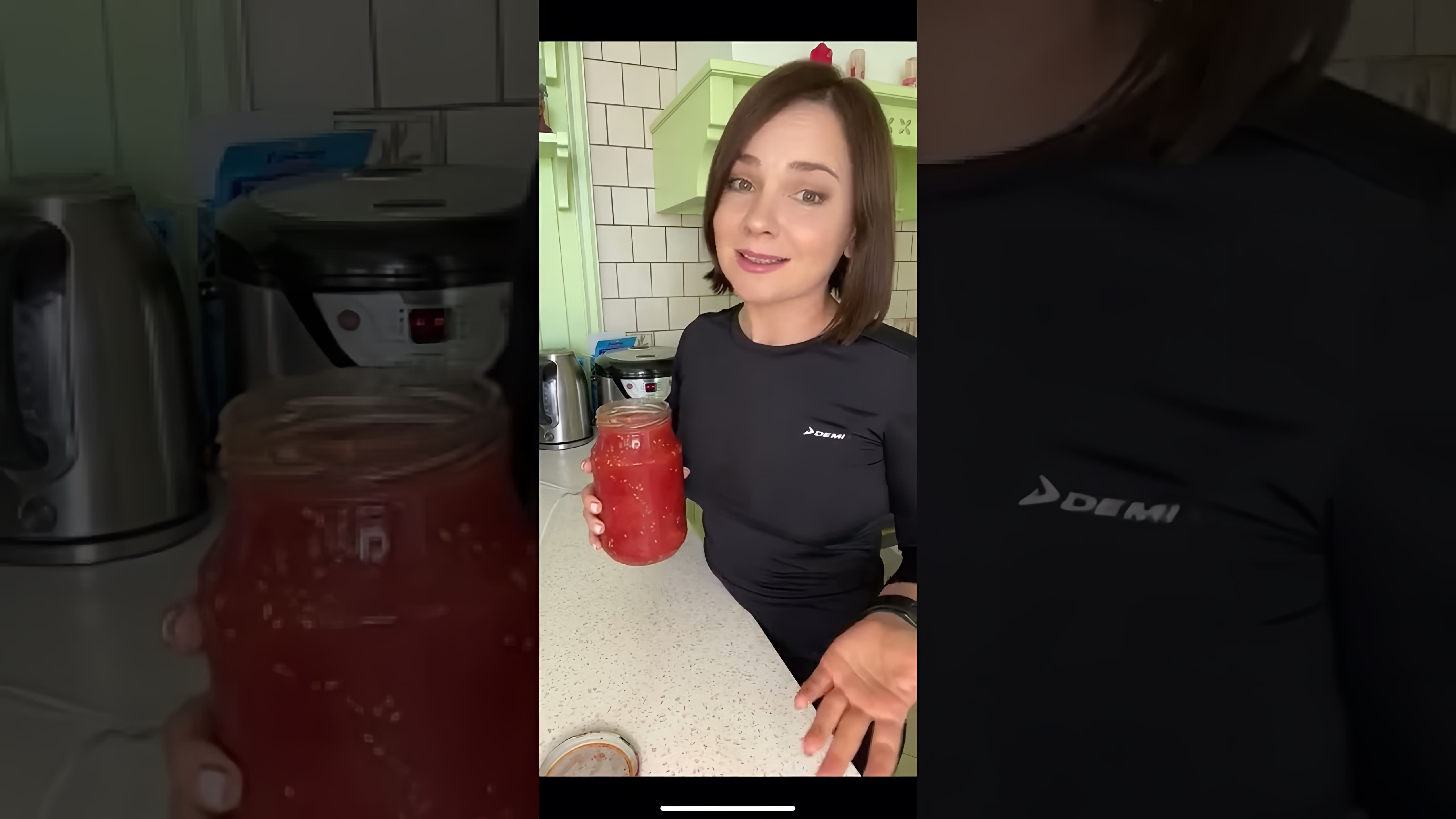 В этом видео девушка рассказывает о своих помидорах в собственном соку, которые она собрала с грядки