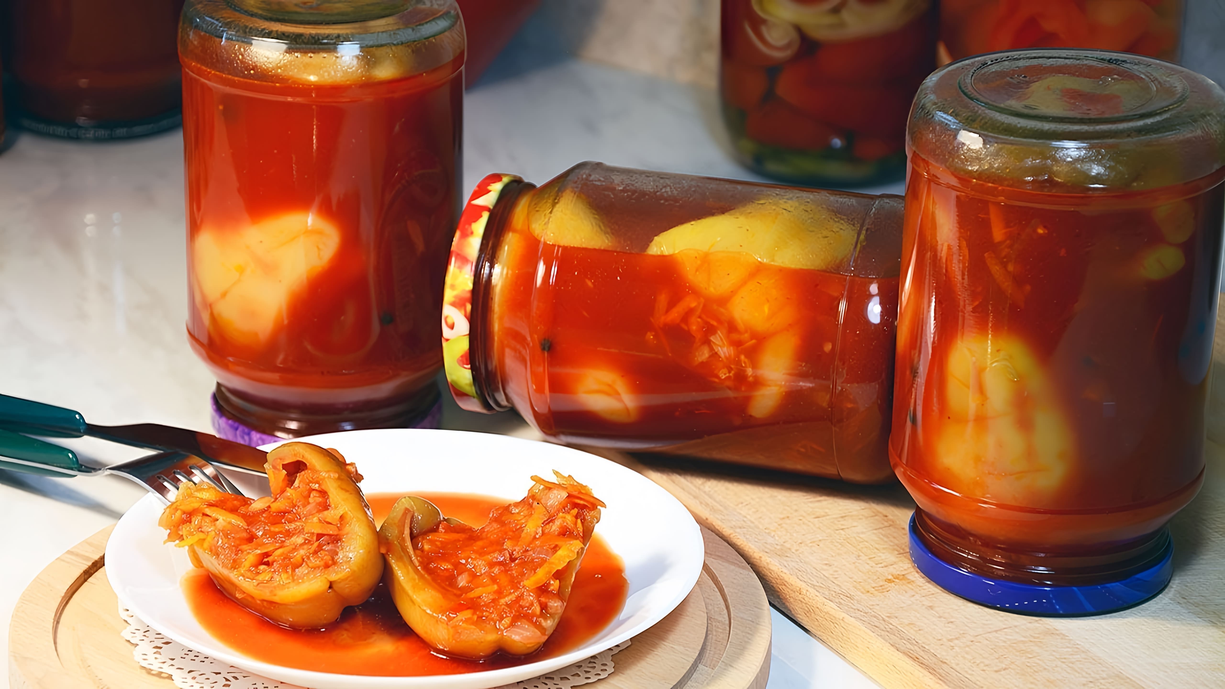 В этом видео демонстрируется рецепт приготовления болгарского перца, фаршированного овощами по-болгарски