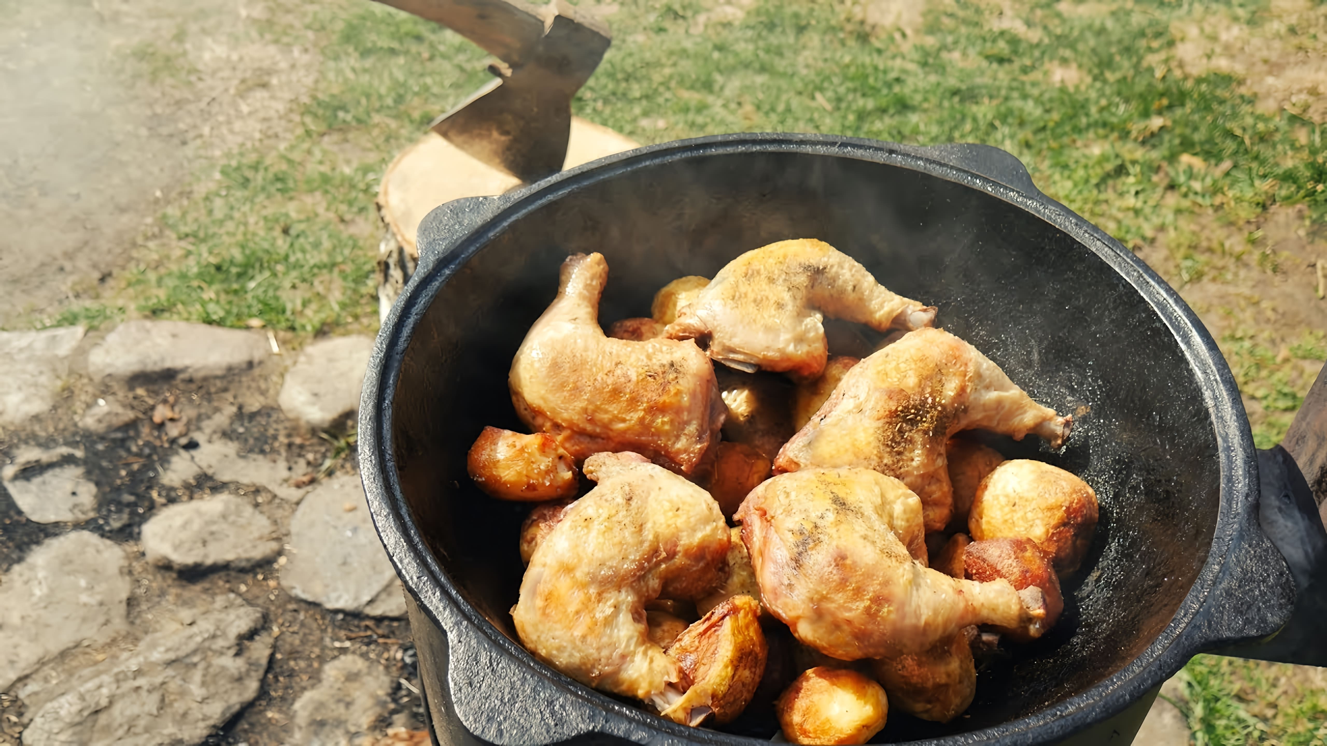 В этом видео демонстрируется рецепт приготовления казан-кaбаба с курицей на костре