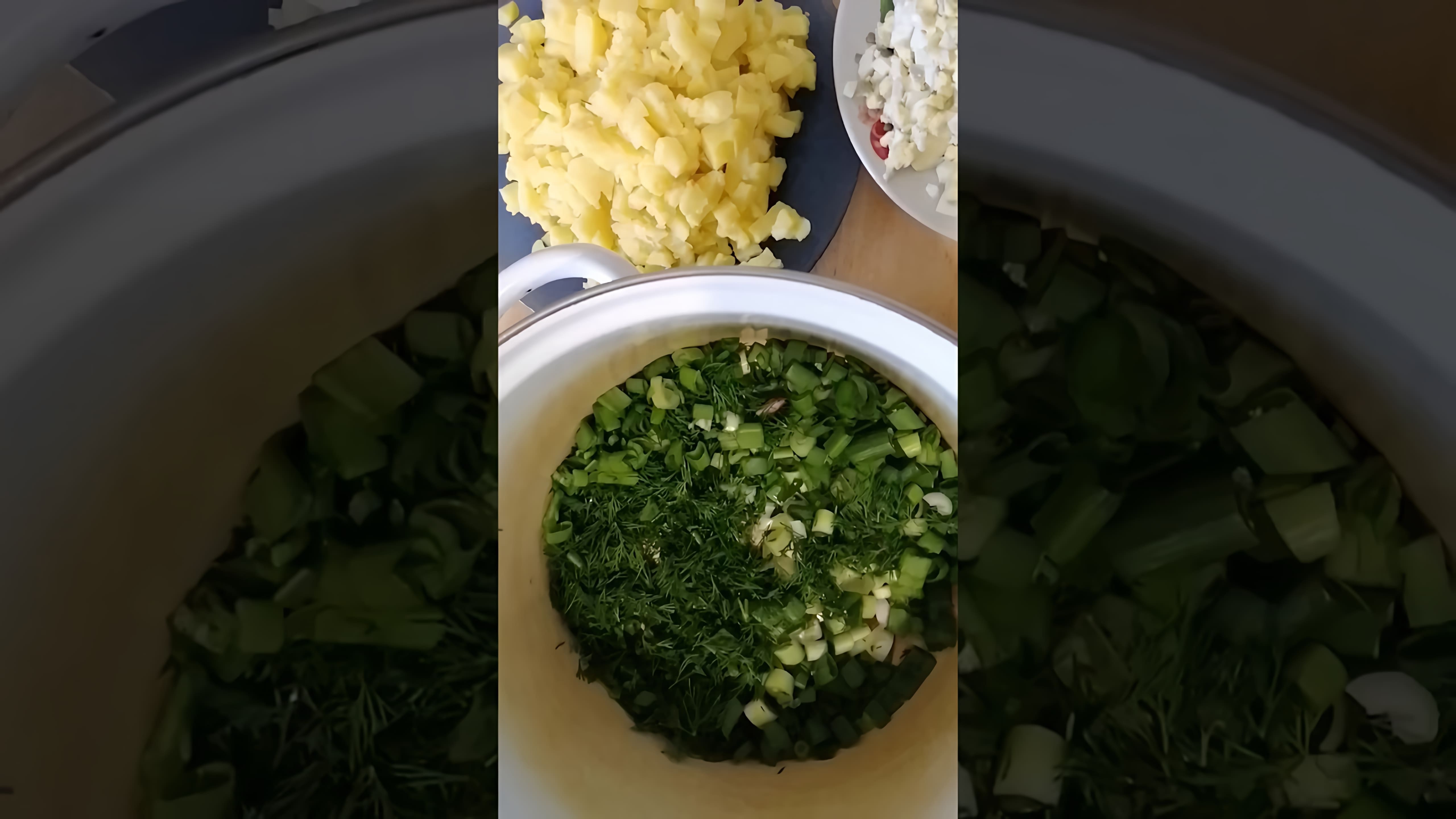 В этом видео-ролике рассказывается о рецепте окрошки без колбасы на кефире и рассоле