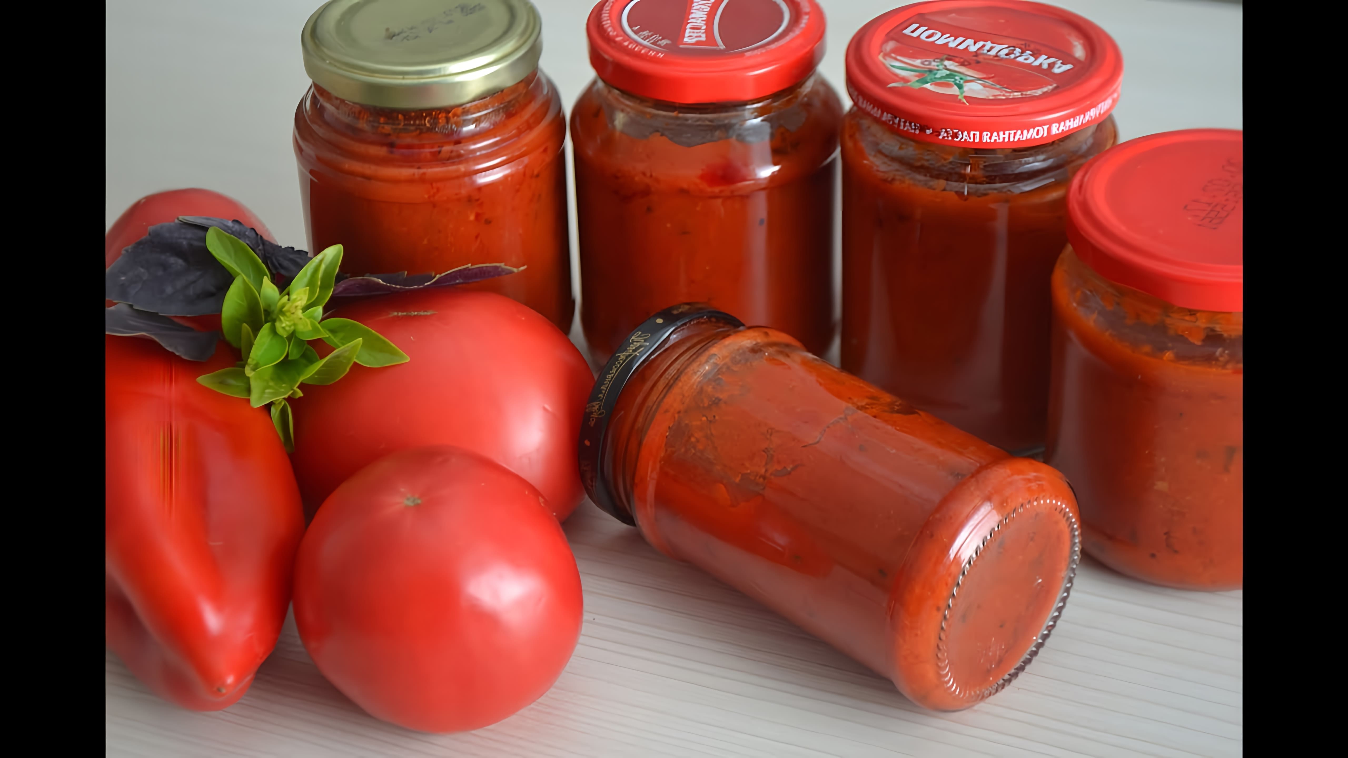 В этом видео-ролике рассказывается о том, как приготовить томатный соус для макарон на зиму