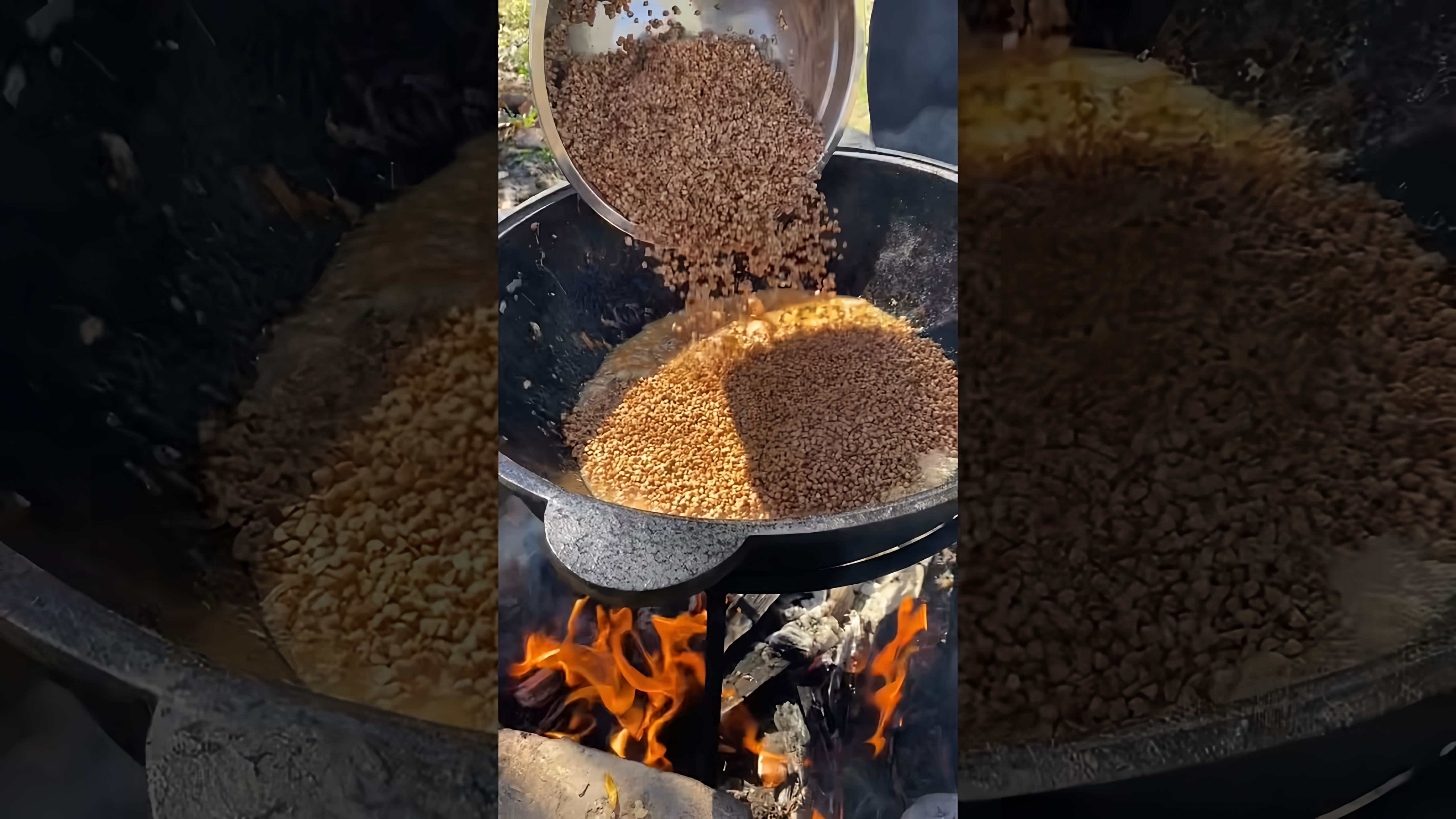 В этом видео-ролике показан процесс приготовления походной гречневой каши с тушенкой на костре