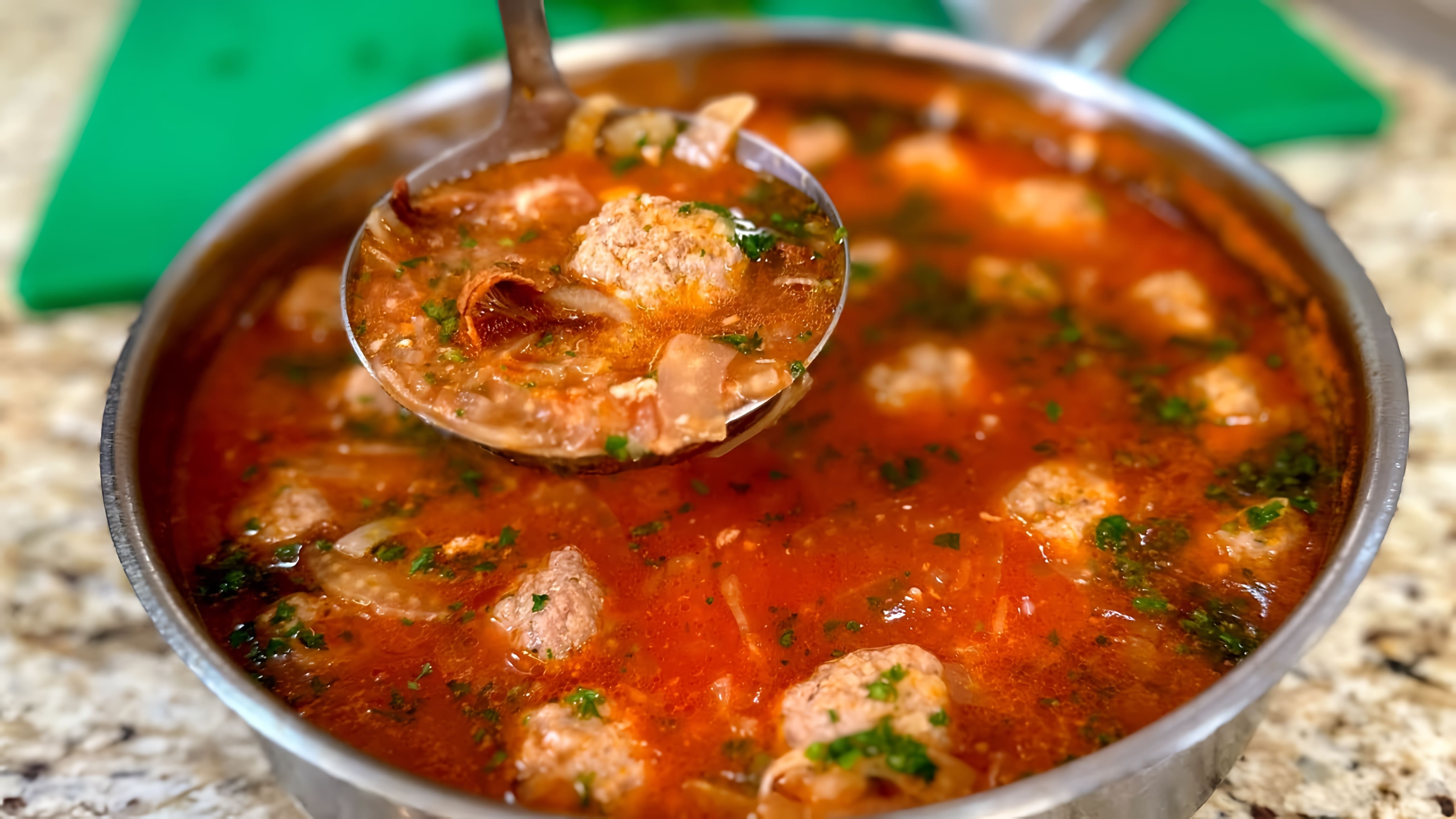 В этом видео демонстрируется процесс приготовления вкусного и ароматного супа с фрикадельками