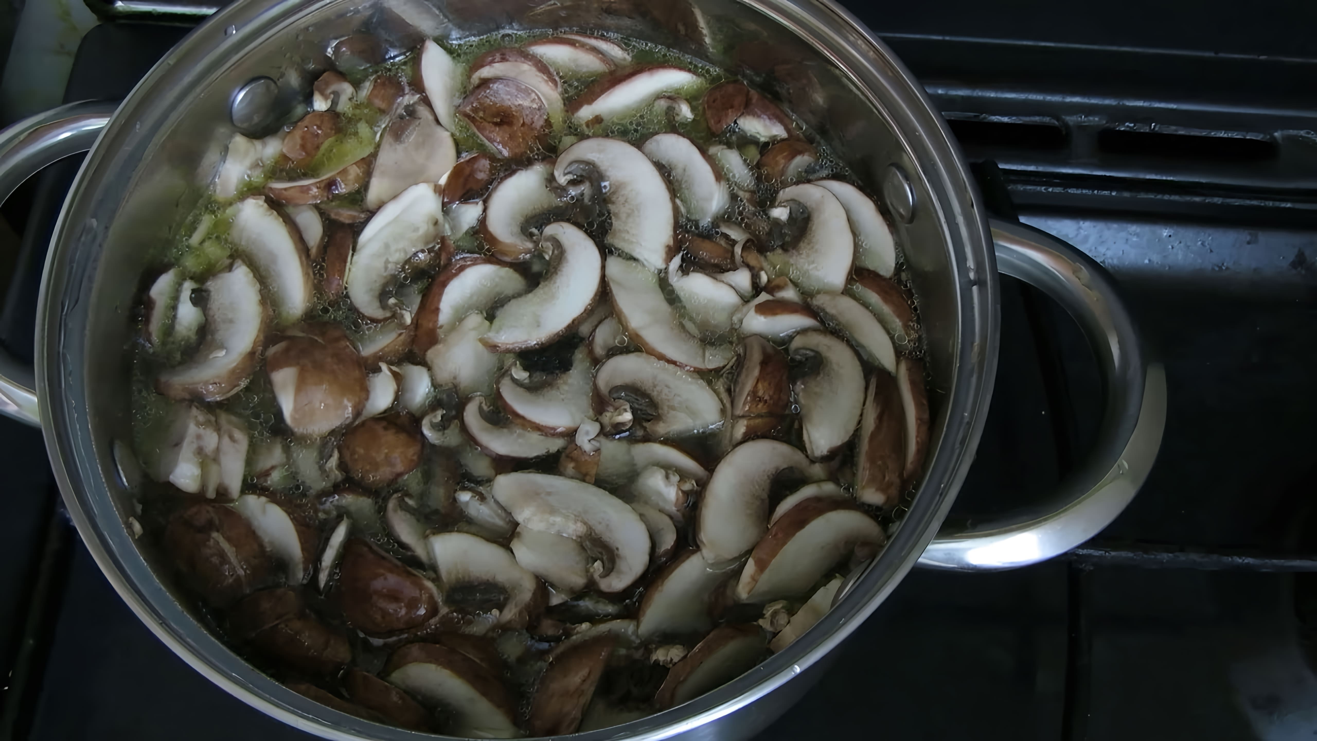 В данном видео демонстрируется процесс приготовления грибного супа из королевских шампиньонов на курином бульоне